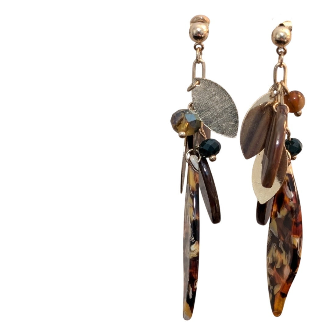 Multi-Leaf Shape Browns Dangle Earrings