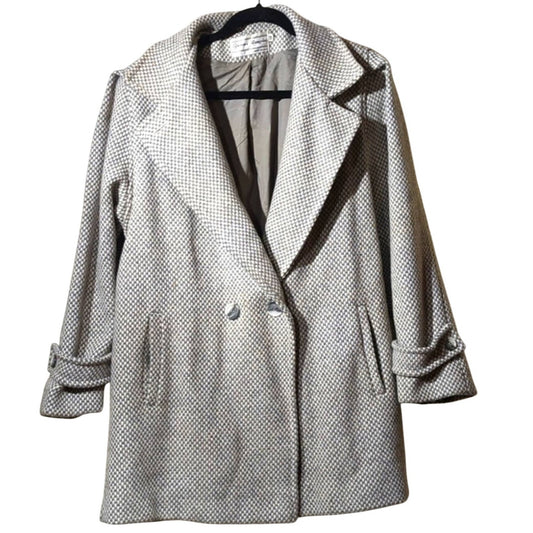 Spencer Douglas Vintage 80s Gray/Cream Tweed Wool Blend Car Coat Womens Sz 12