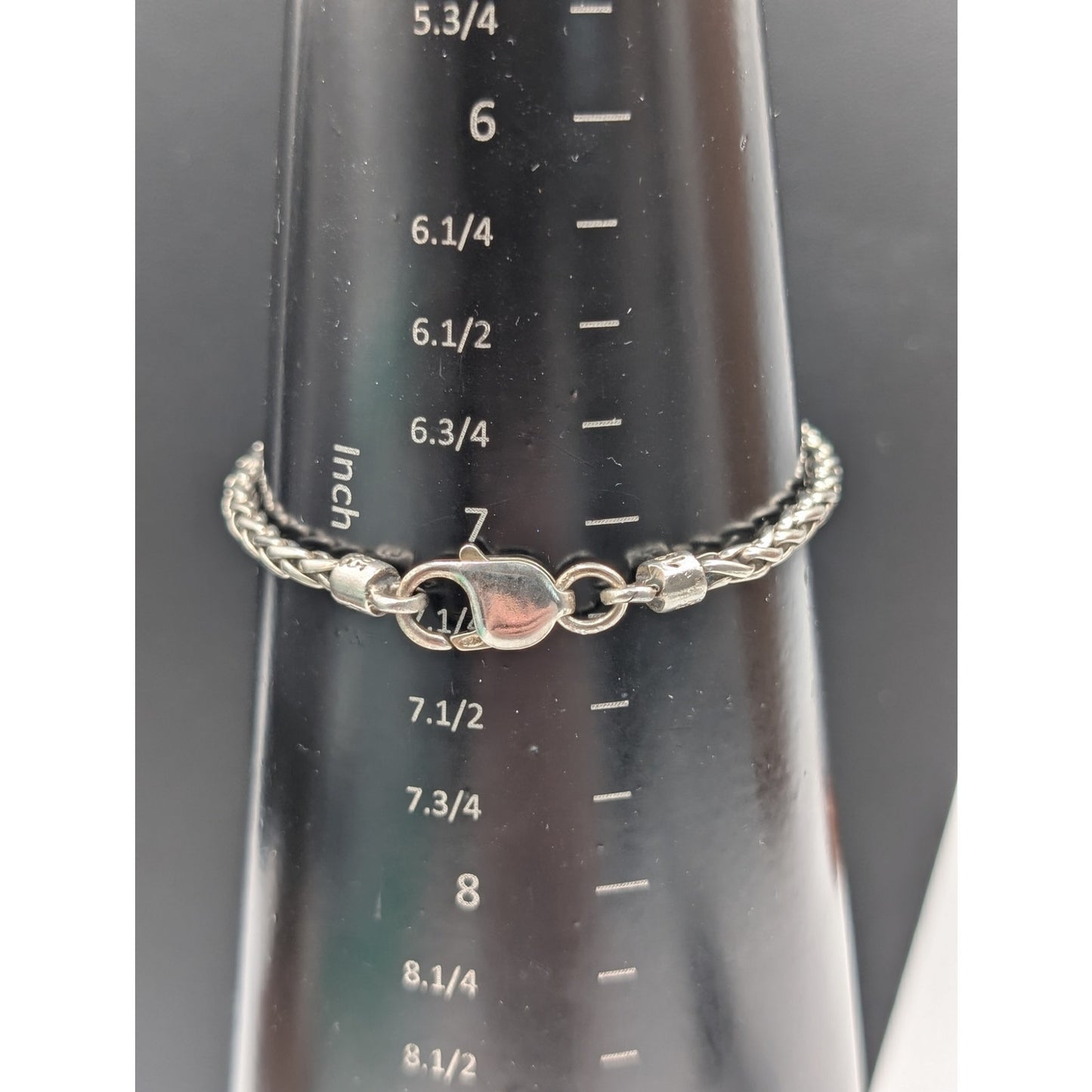 18K Gold & 925 Sterling Silver--Wheat Chain Bracelet W/ 18K Gold Stations 12.22g