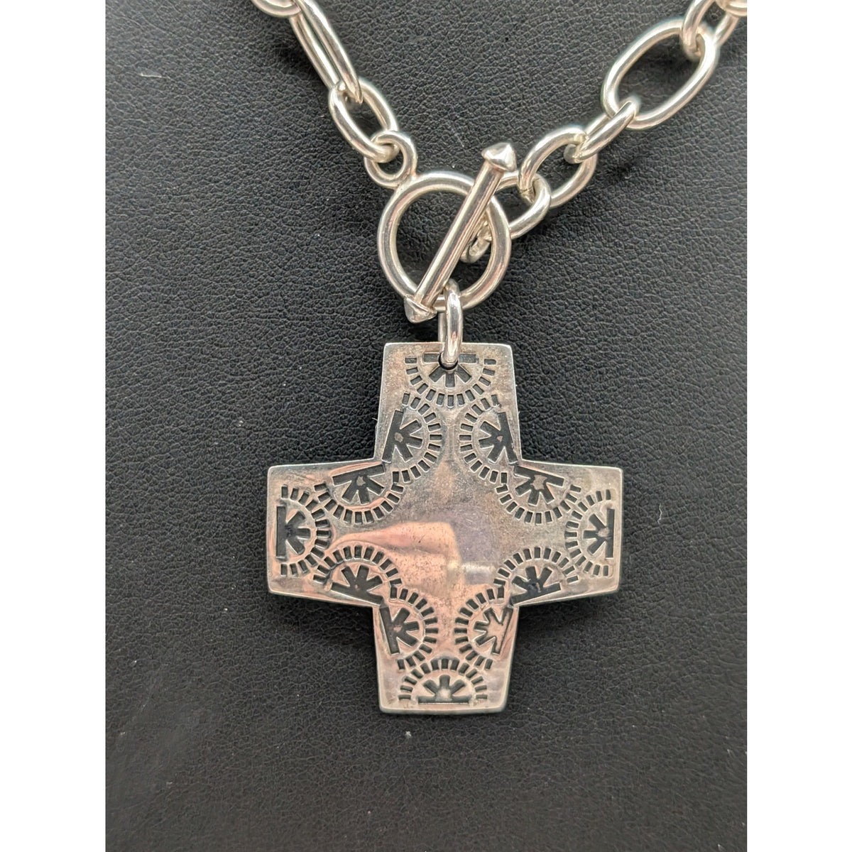 Silpada Virtuosity 925 Sterling Silver Cross Toggle Chain Link 17" Necklace