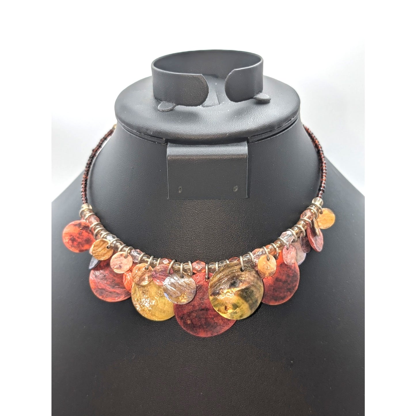 Vintage Shell Dangle Wire Beaded Adjustable Choker Necklace