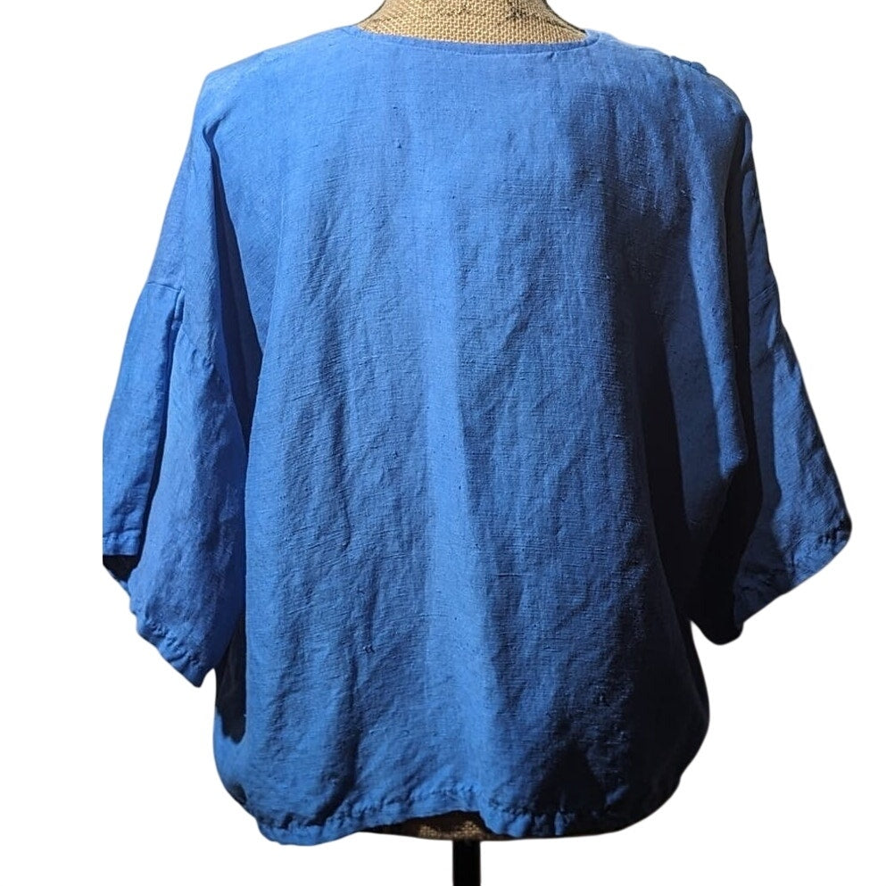Zebra Made in Germany Lagenlook Bright Blue Toggle Closure Jacket Womens Sz 2X