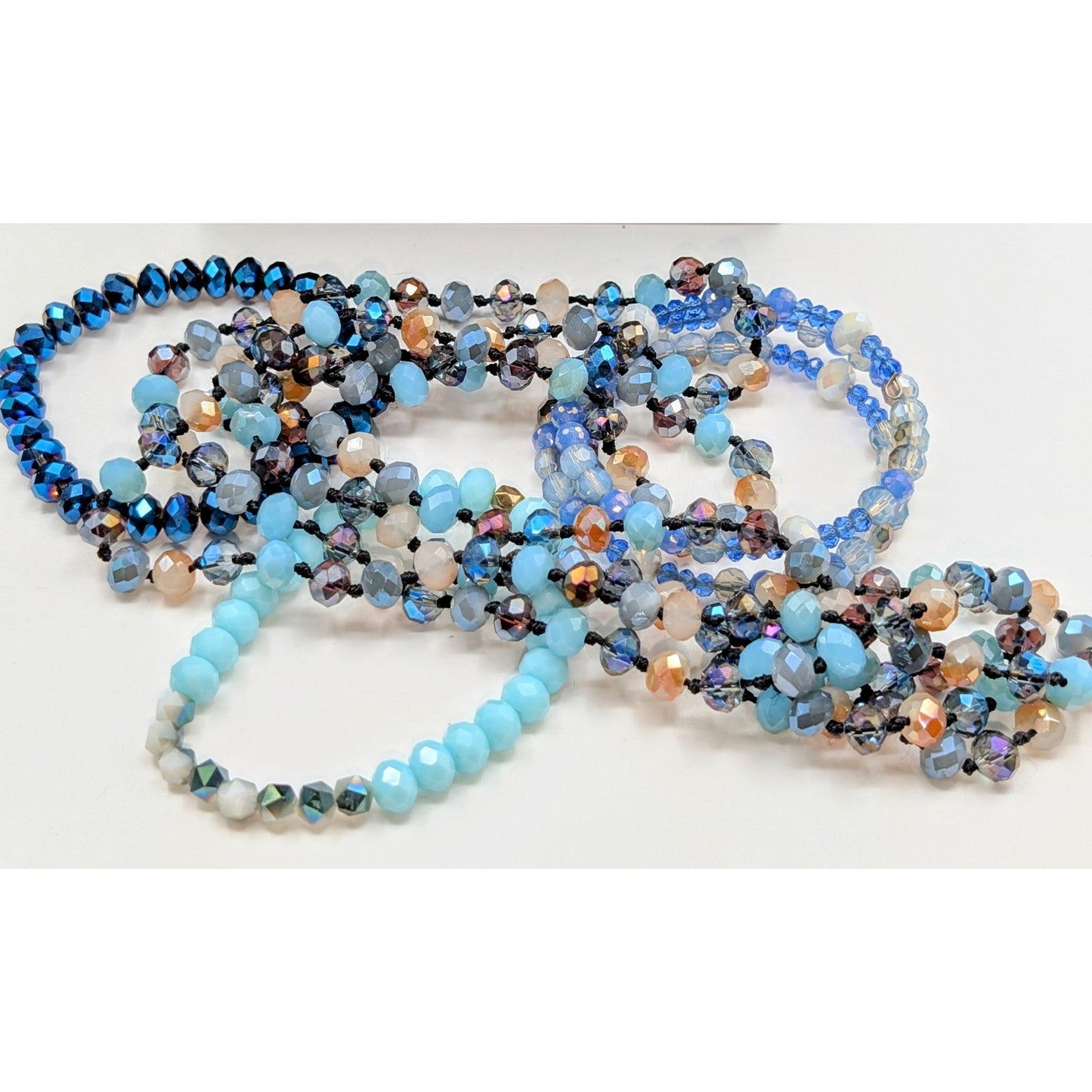 Mixed Lot of Blue Sparkle Stone Crystal Beaded Necklaces & Bracelets
