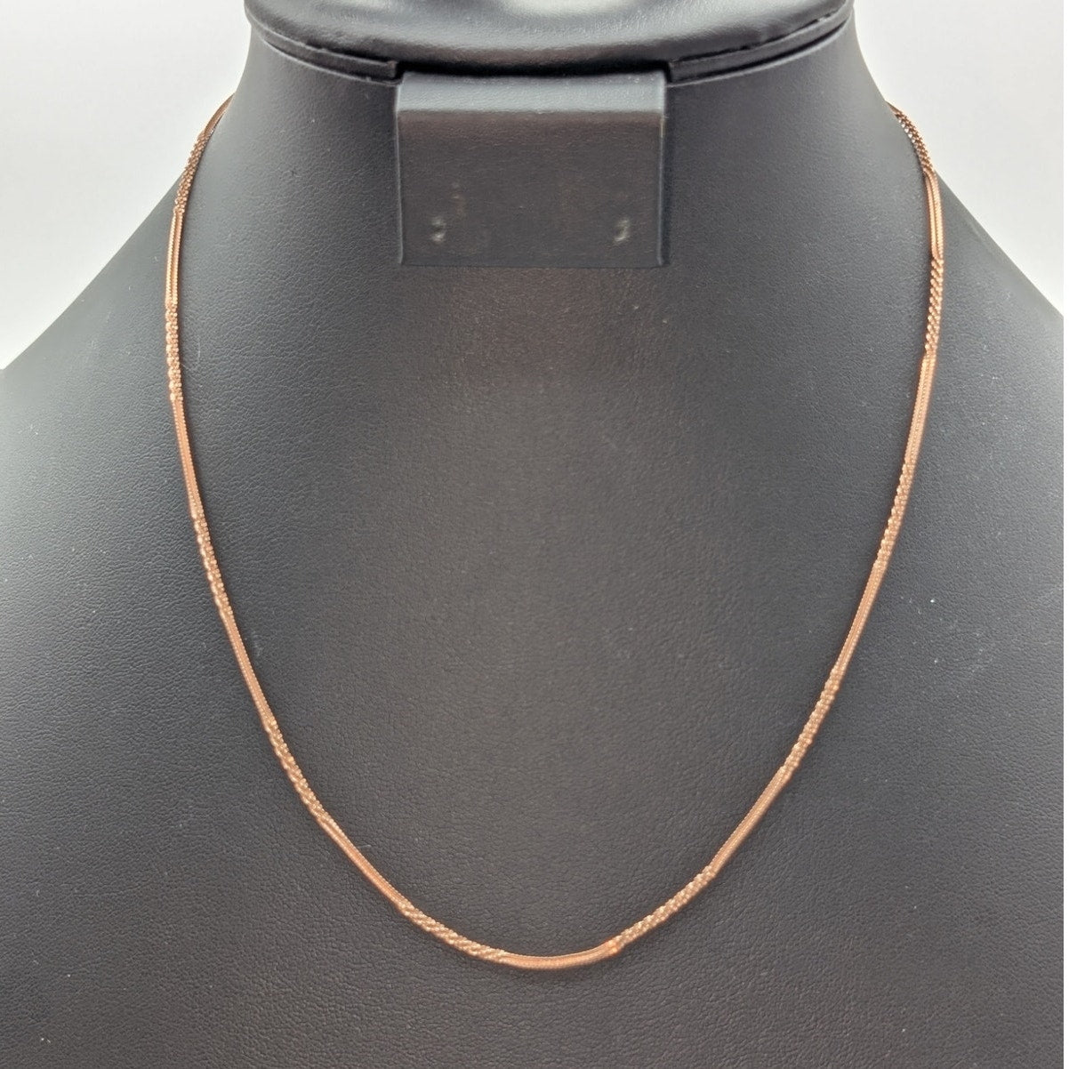 925 Italy Sterling Rose Vermeil Unique Textured Chain 18" Necklace