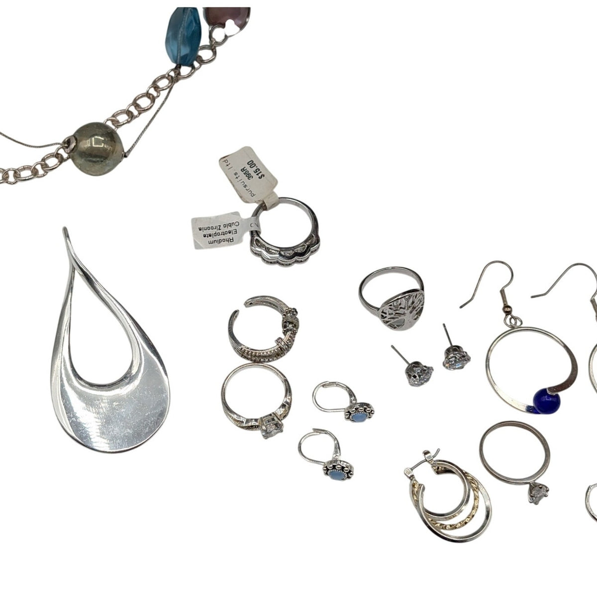 Reseller's Delight 56 Pcs of Silver Tone Vintage to Modern Costume Jewelry