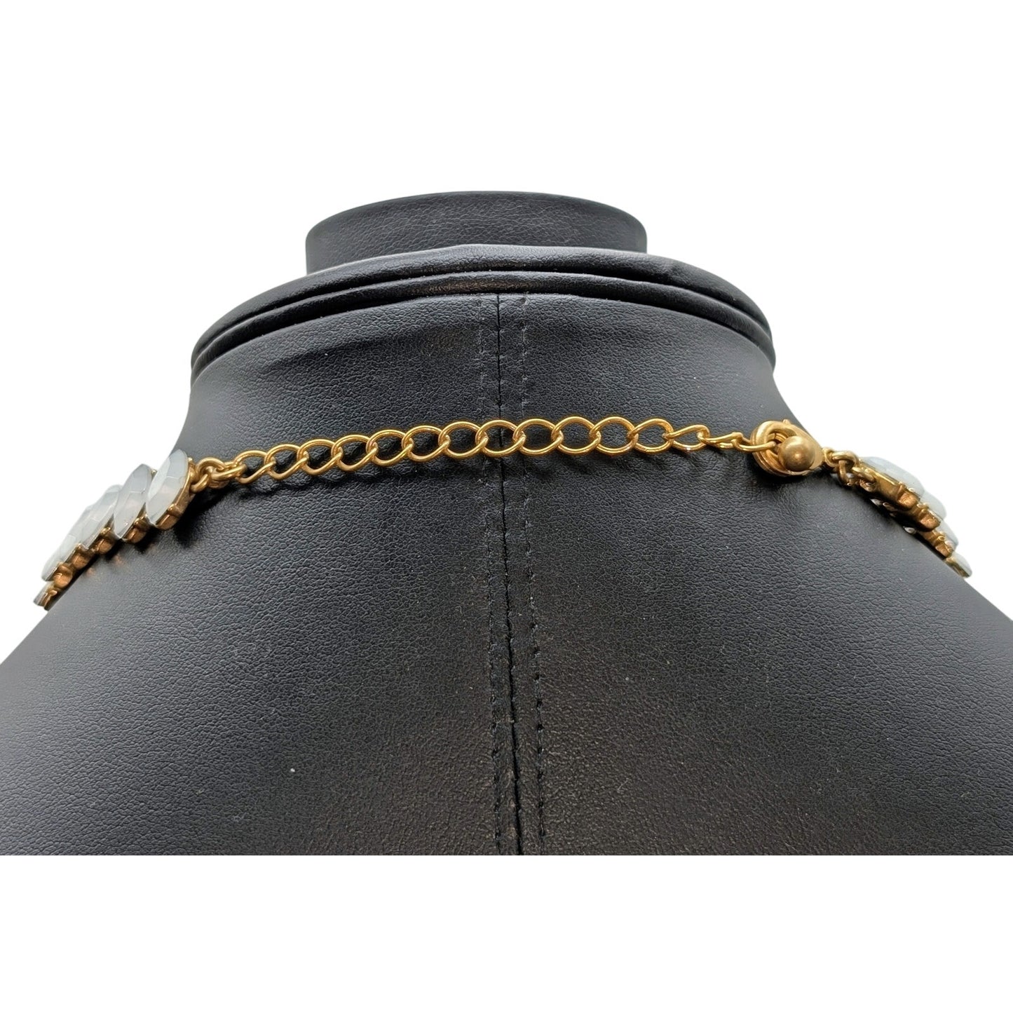 Vintage Marquis Opalish Crystal Rhinestone Gold Tone 17"-20" Necklace