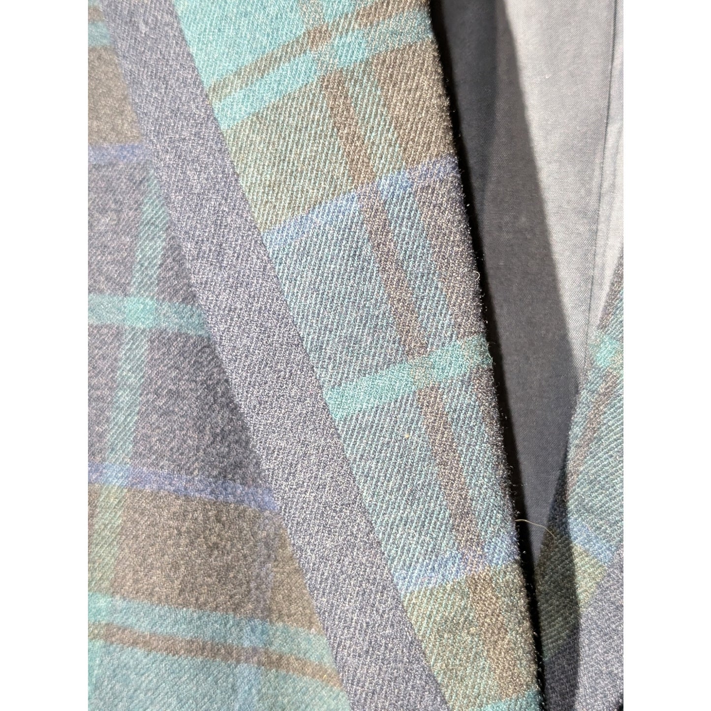 Vintage Merona Y2K Wool Blend Black Watch Tartan Plaid Blazer Womens Sz 16