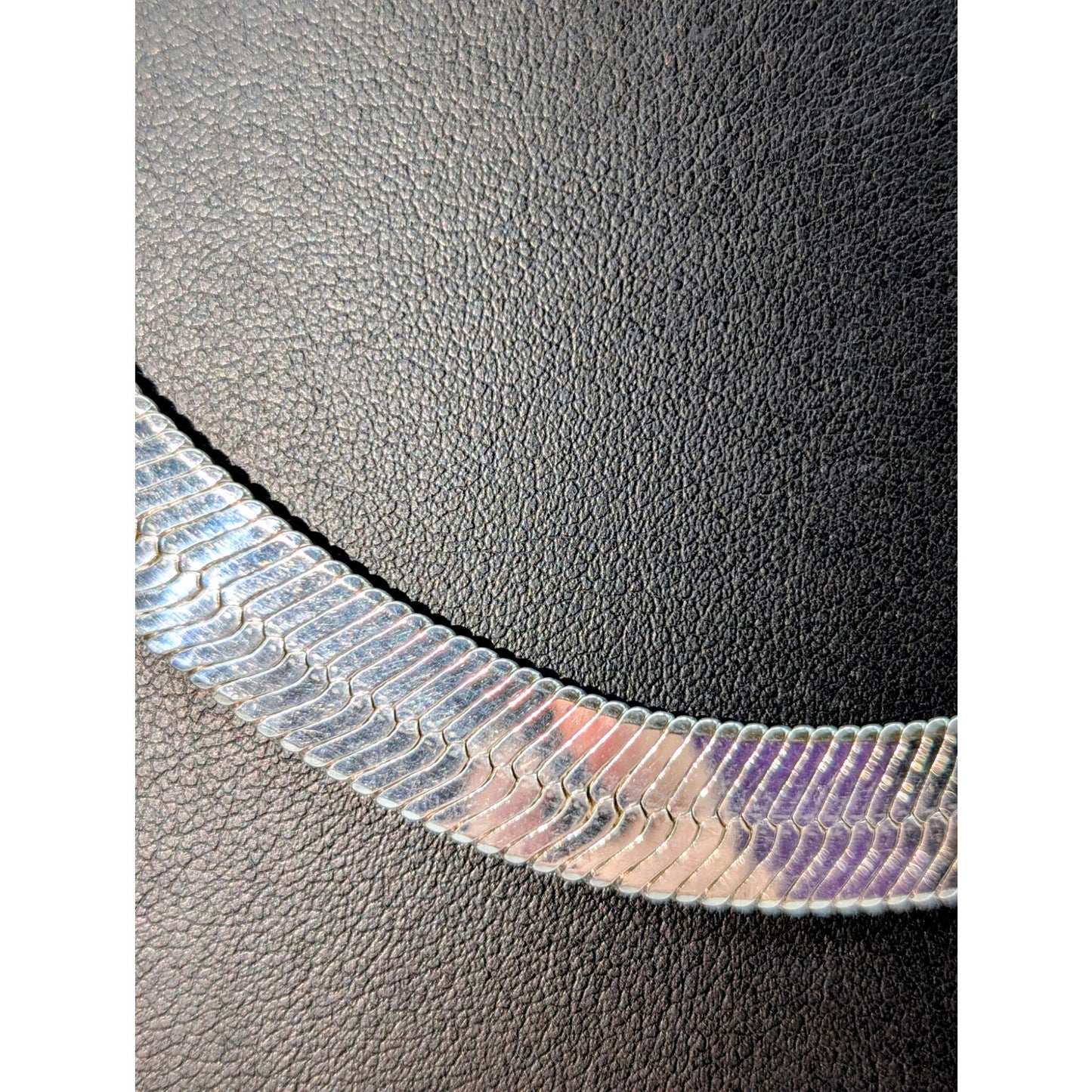 Silver Tone 20" Long Approximately 7/16" Wide Herringbone Chain Necklace