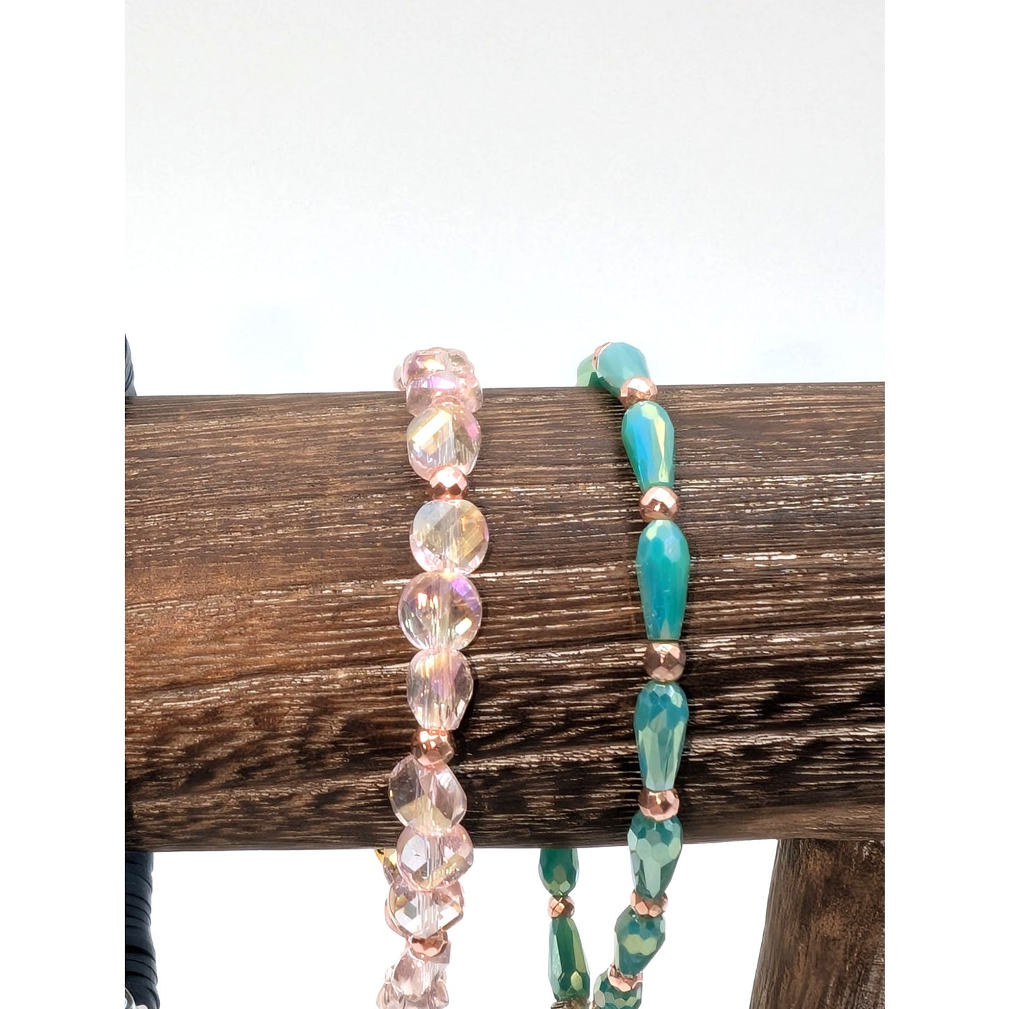 Lot of Three Erimish Glass Crystal Etc. Beaded Stretch Bracelets