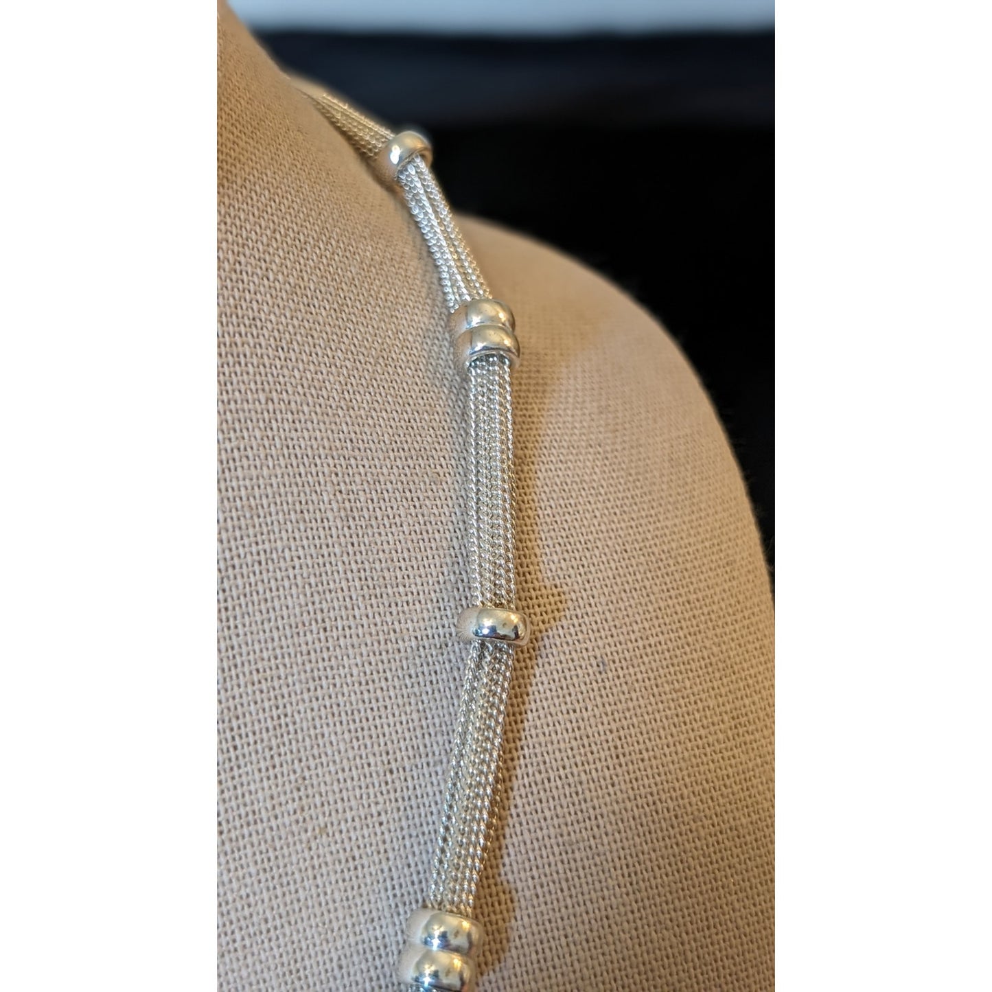Dana Buchman Silver Tone Multi Chain Beaded Station Necklace NWOT