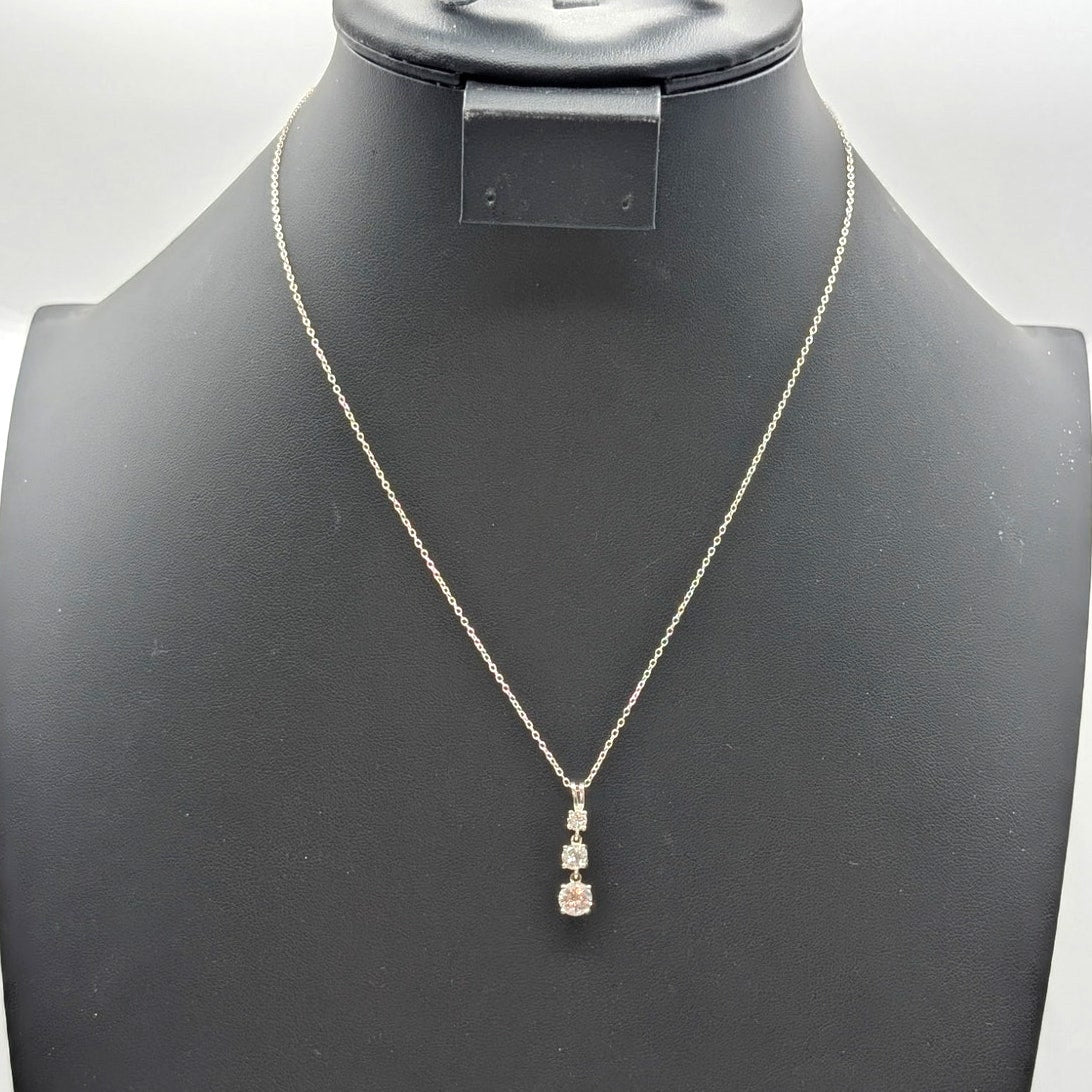 925 Sterling Silver Three Graduated CZ Pendant Chain 18" Necklace