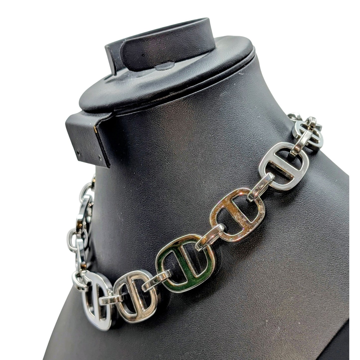 Cult Gaia Reyes Silver Tone Heavy Chain Toggle Clasp 17.5" Necklace