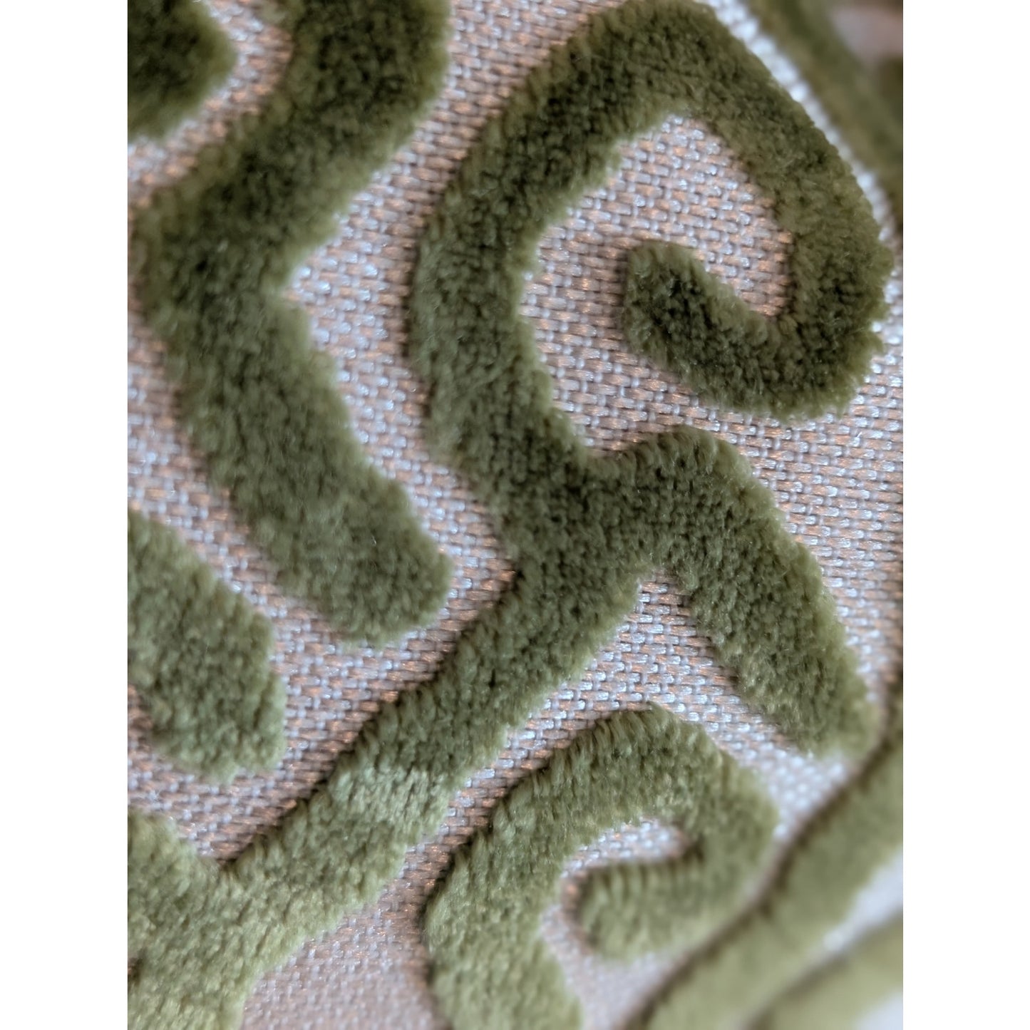 Sag Harbor Green Cut Velvet All Over Design Zippered Duck Feather Insert Pillow