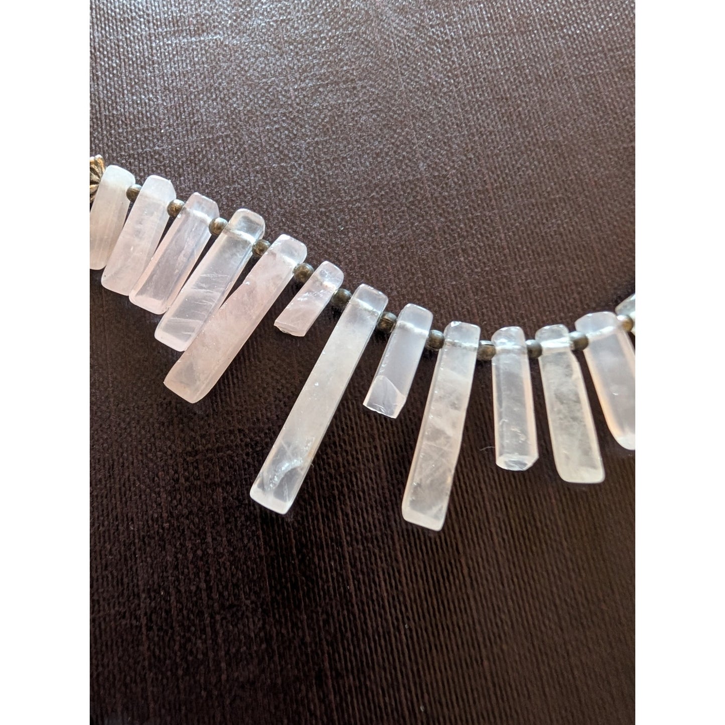 Vintage Liquid Silver Handmade Pink Quartz Crystal Double Strand 25.5" Necklace