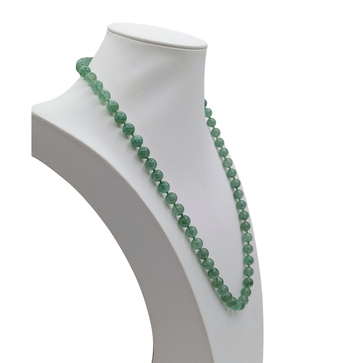 Vintage 14K Gold Filled Semi-Precious Green Stone Hand-Knotted Bead 24" Necklace