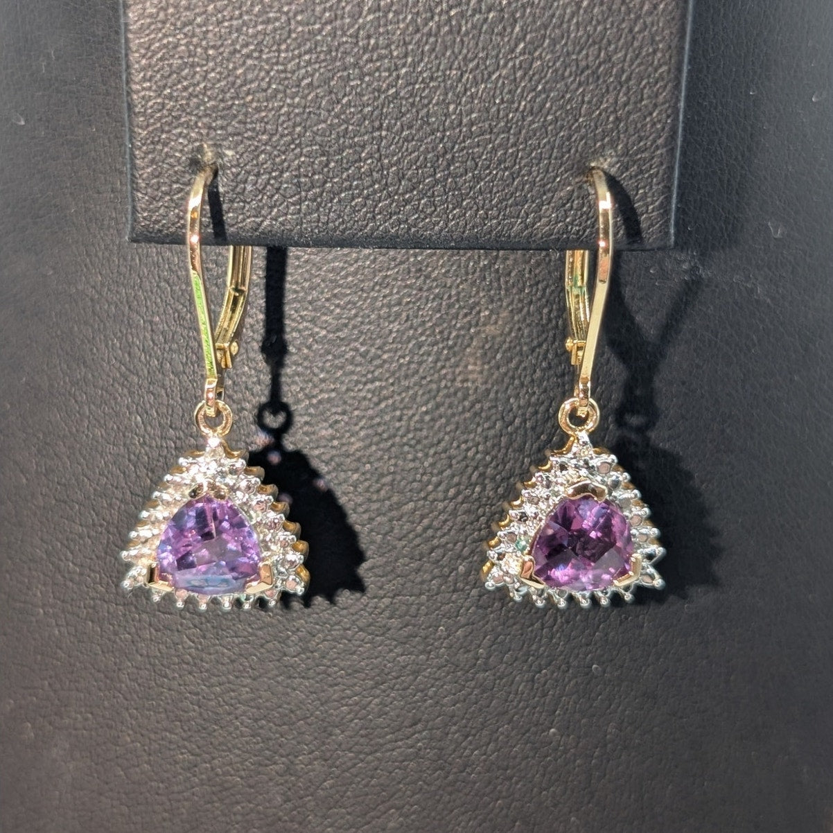 Vintage 925 Sterling Vermeil Faceted Purple Sapphire Pendant Necklace & Earrings