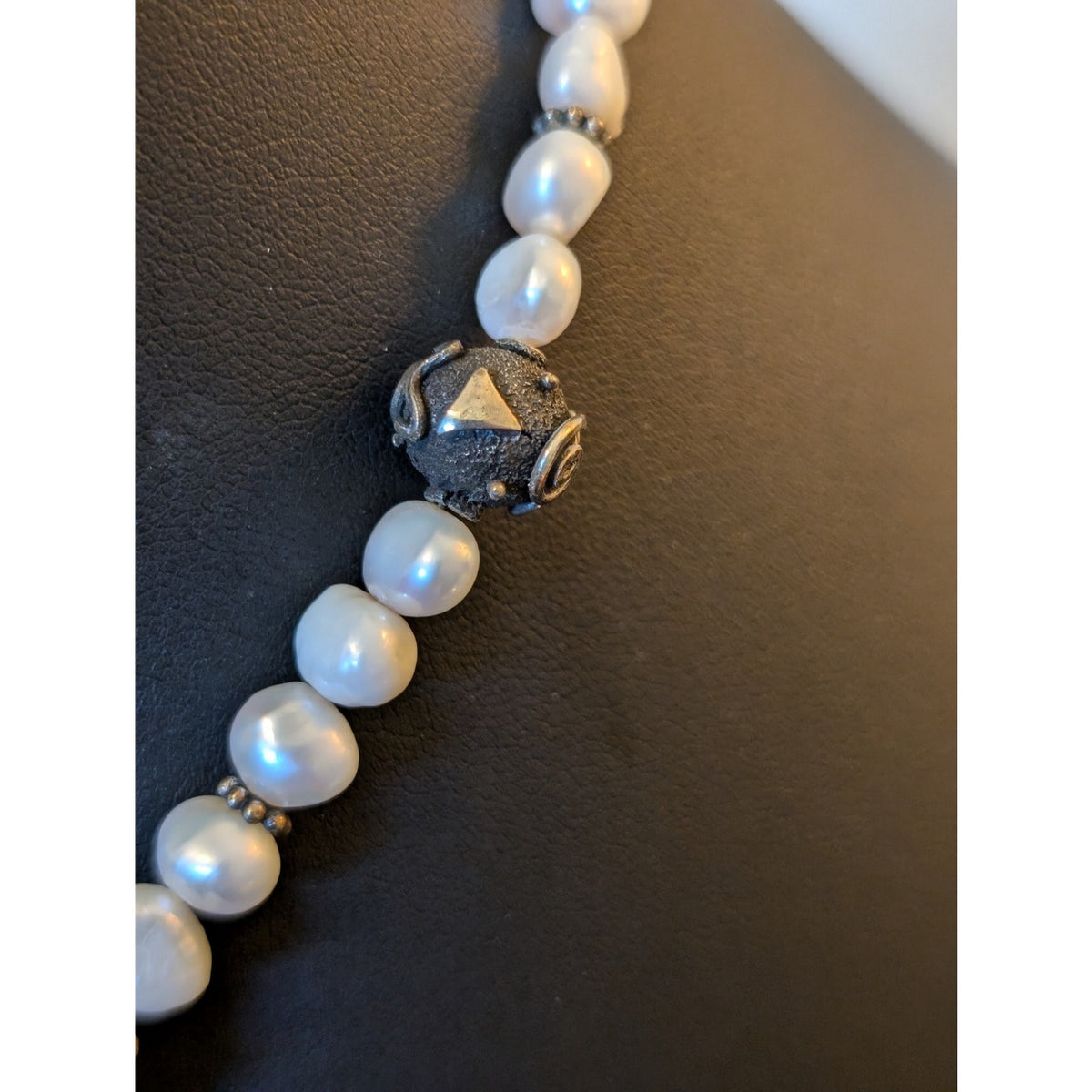 Freshwater Pearl Balinese Sterling Silver Toggle Clasp 16.5" Necklace
