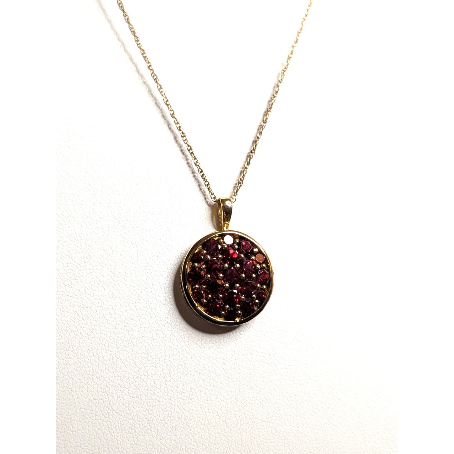 Vintage 925 Sterling Vermeil Tested Garnet Pendant 18" Necklace