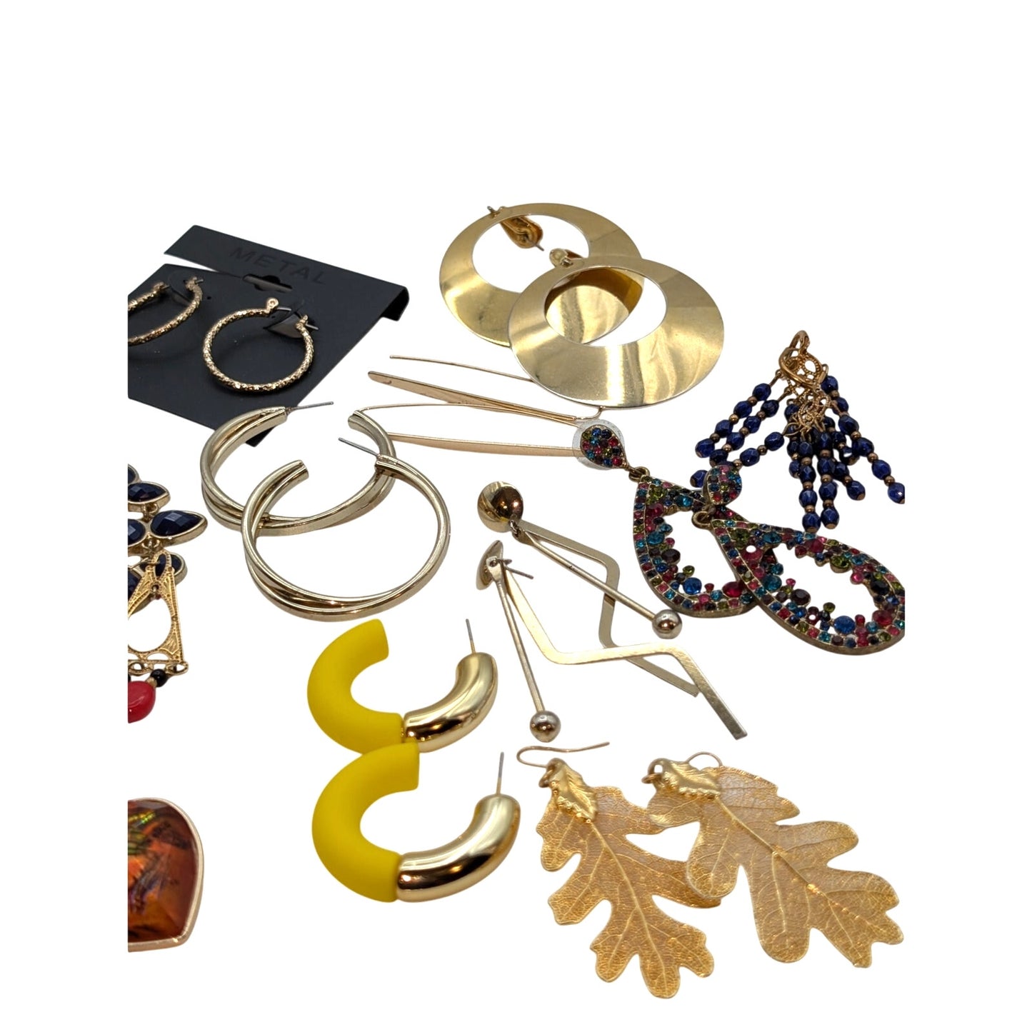 Lot of 21 Pair of Boho Gold Tone Pierced Earrings
