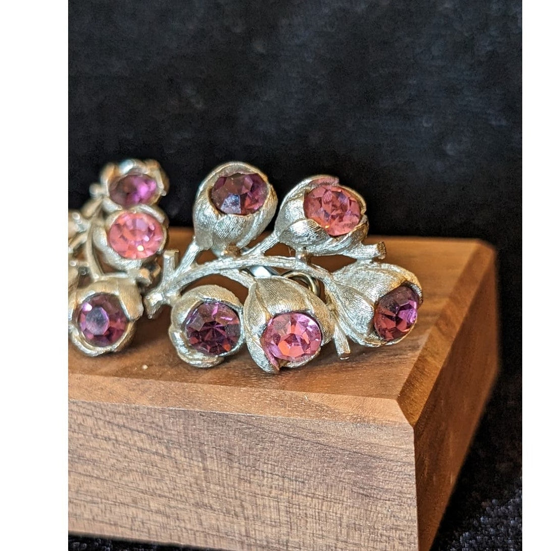 Sarah Coventry Vintage 1962 Wisteria/Pink Purple Clip-On Earrings