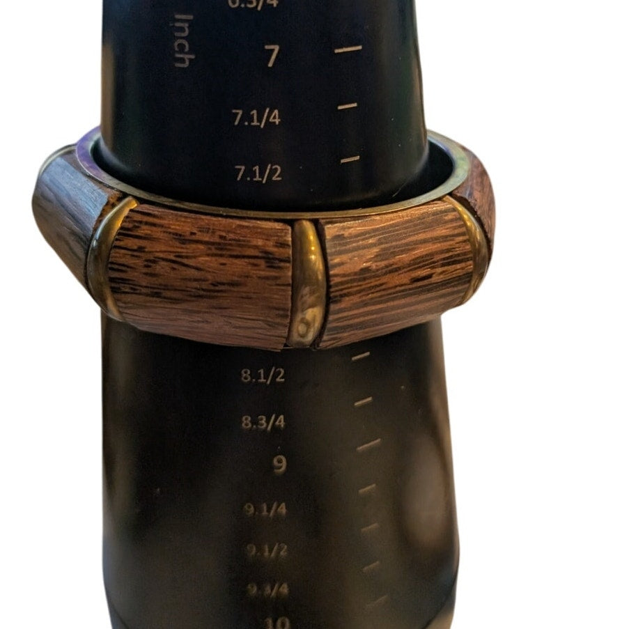 Lot of Four Wood/Wood Grain/Floral Print Brown Bangle Bracelets