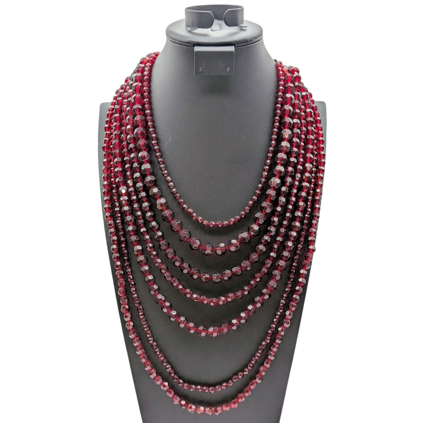 Vintage Grazino Seven Strand Sparkling Wine Acrylic Bead 19"-22" Necklace