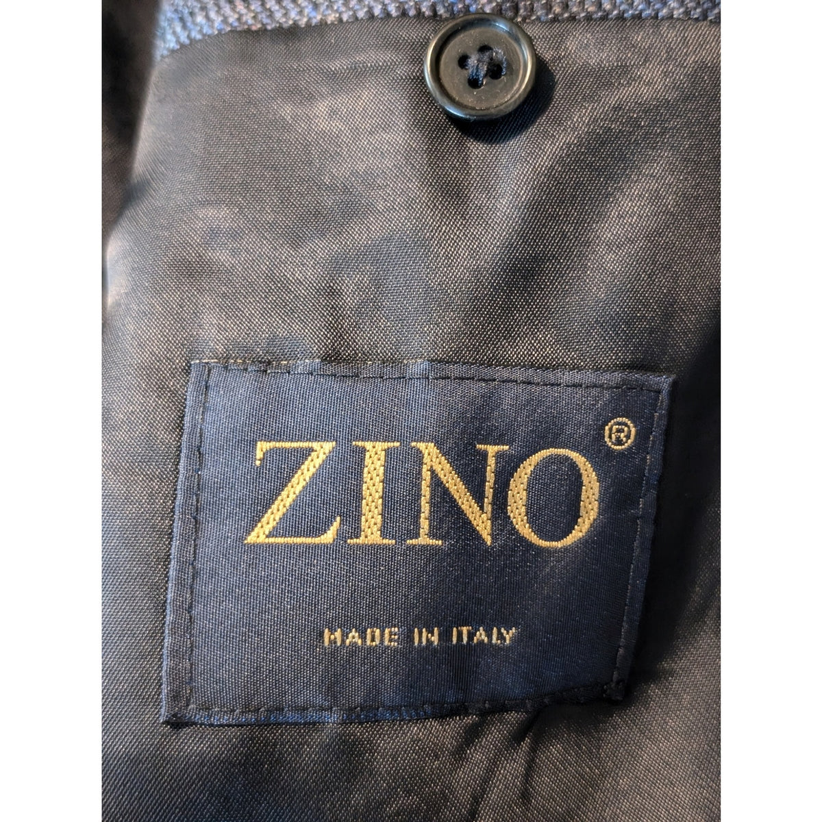 Zino Made in Italy Regent Blue Silk/Wool Two Button Men's Blazer Size 44R
