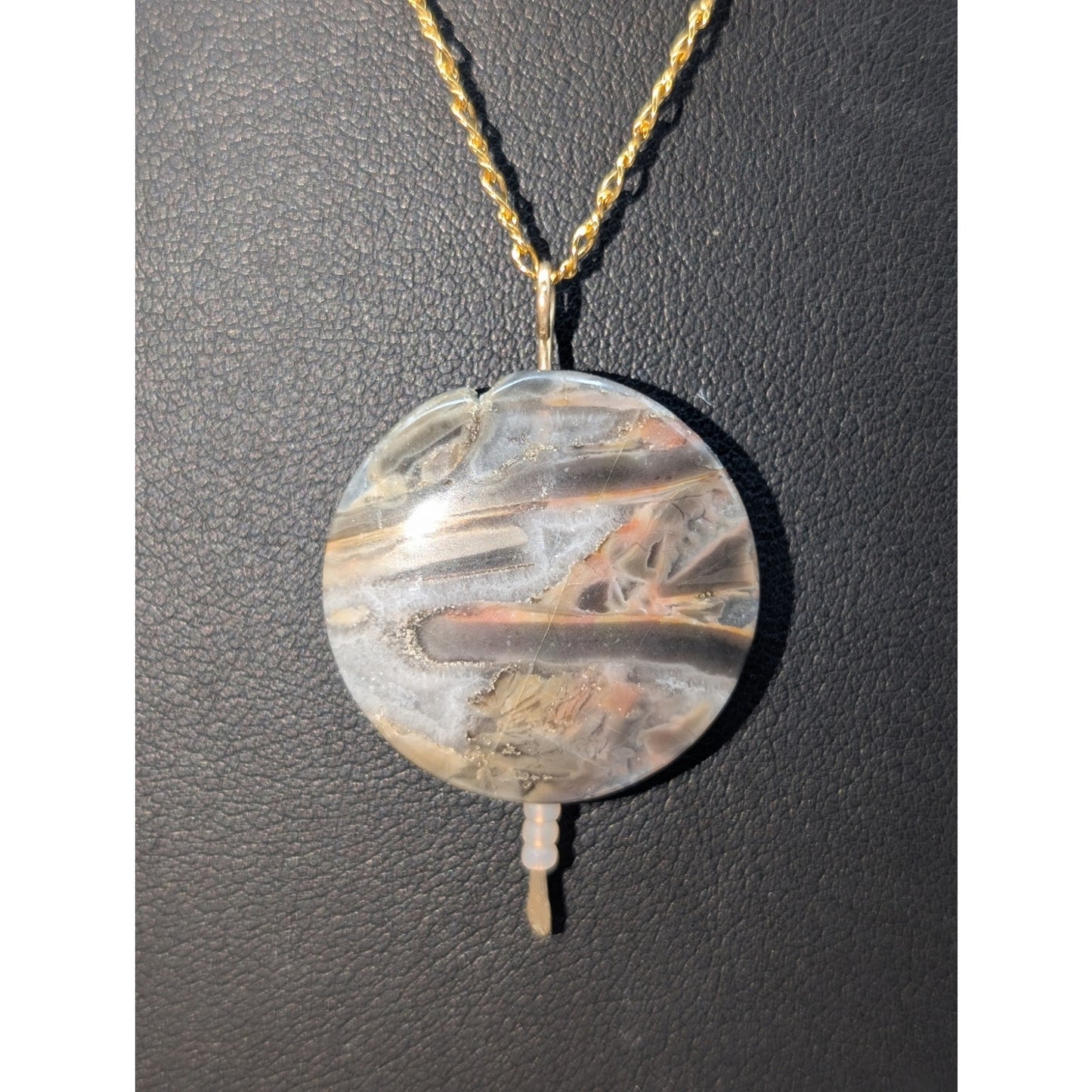 14K Gold Filled Agate Stone Pendant Chain 16.5" Necklace