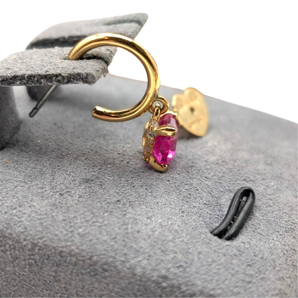 Kate Spade New York SINGLE Little Luxuries Square Cut 6mm Pink CZ Huggie Earring