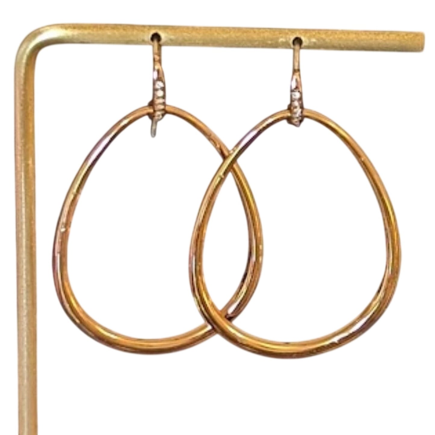 Teardrop Hoops with Rhinestone French Wire Earrings