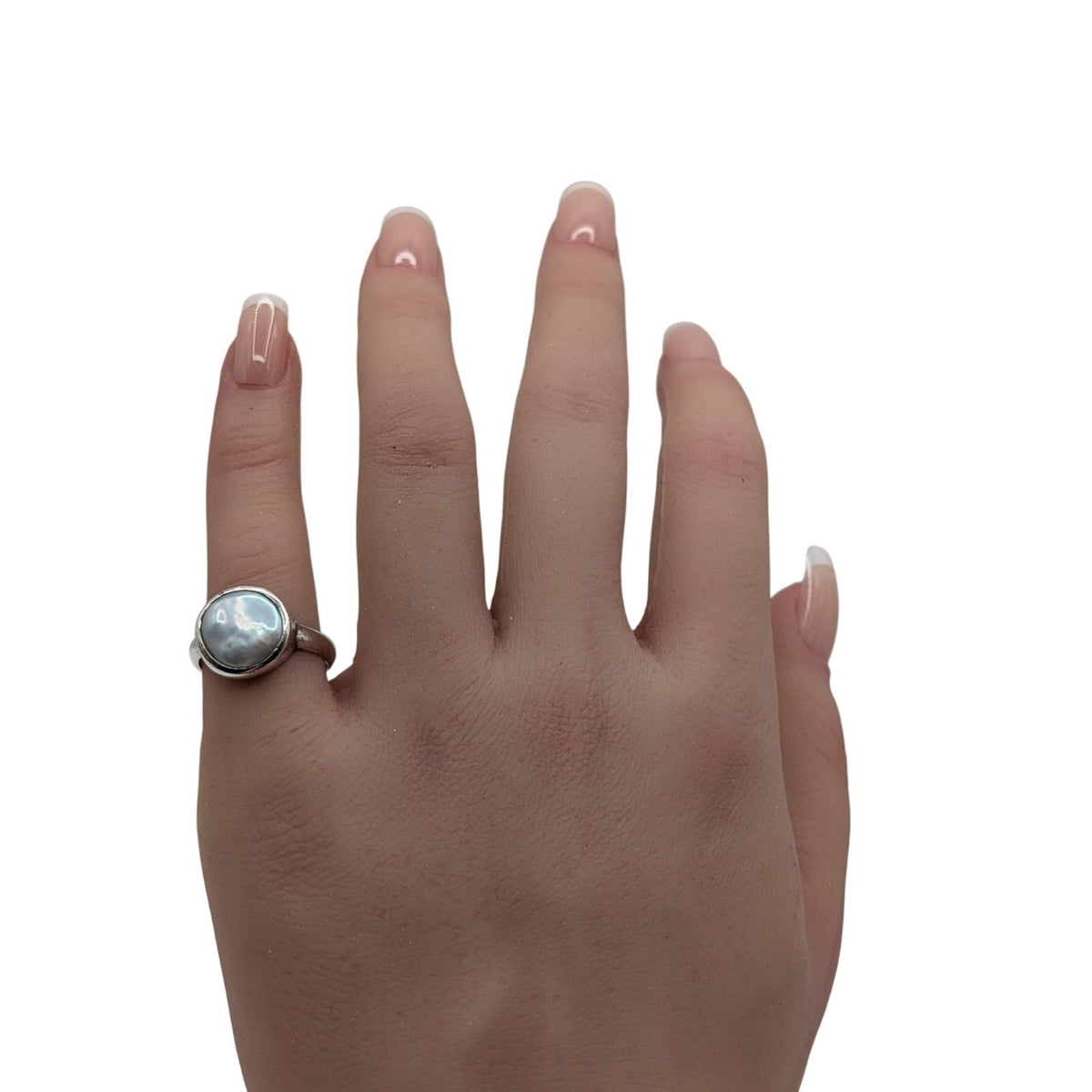 JANICE GIRARDI JGD Bezel Set Mother of Pearl 925 Sterling Silver Ring Size 6
