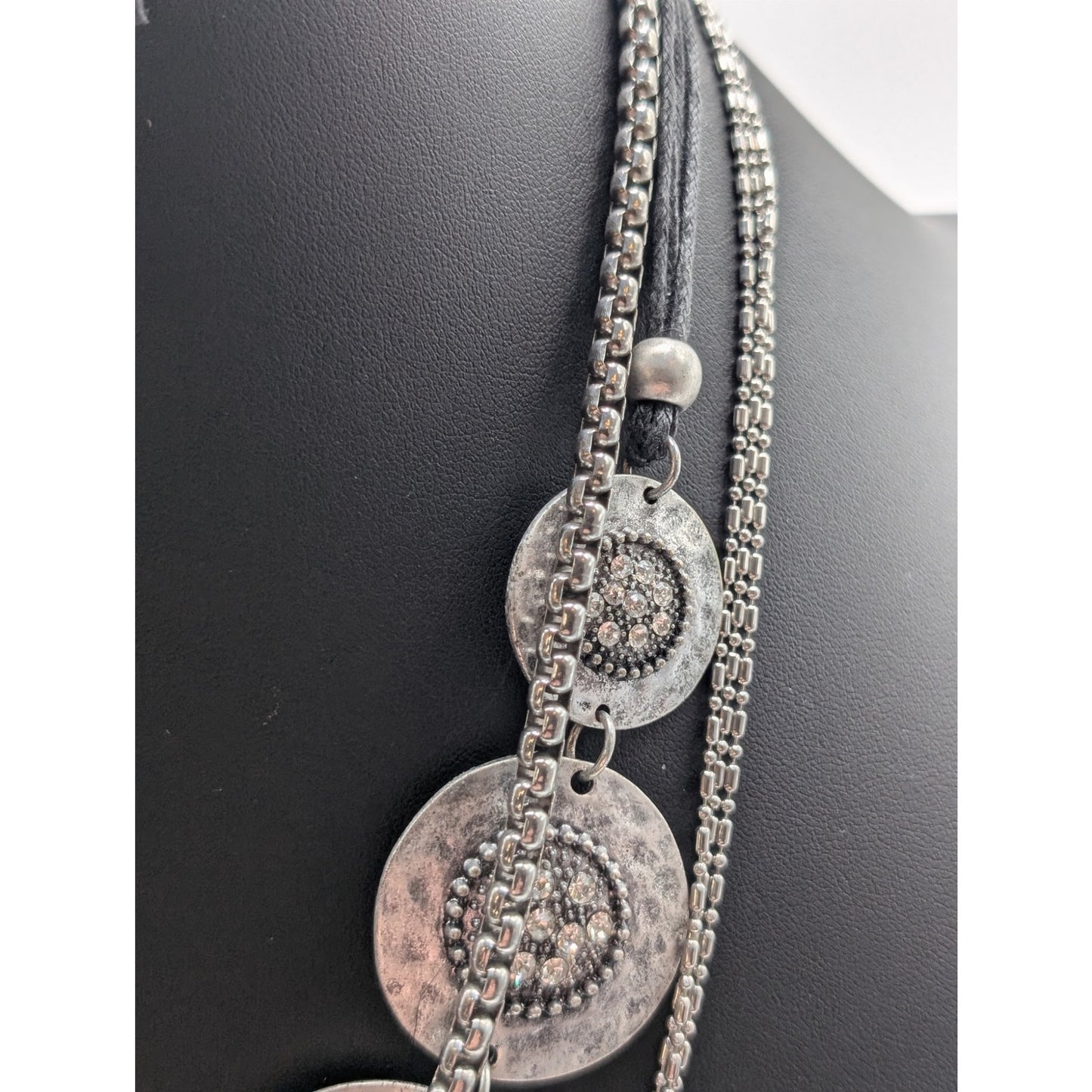 Lot of Three Silver Tone Boho & Chain Necklaces