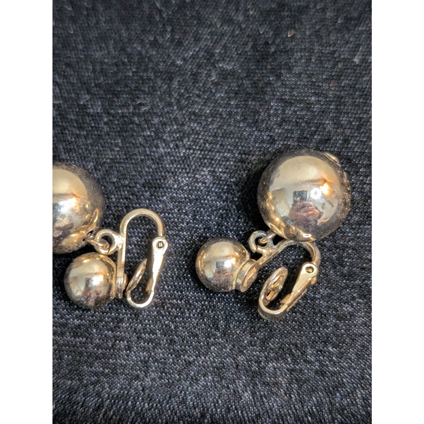 Vintage Bergere Soft Gold Tone Clip On Ball Dangle Earrings