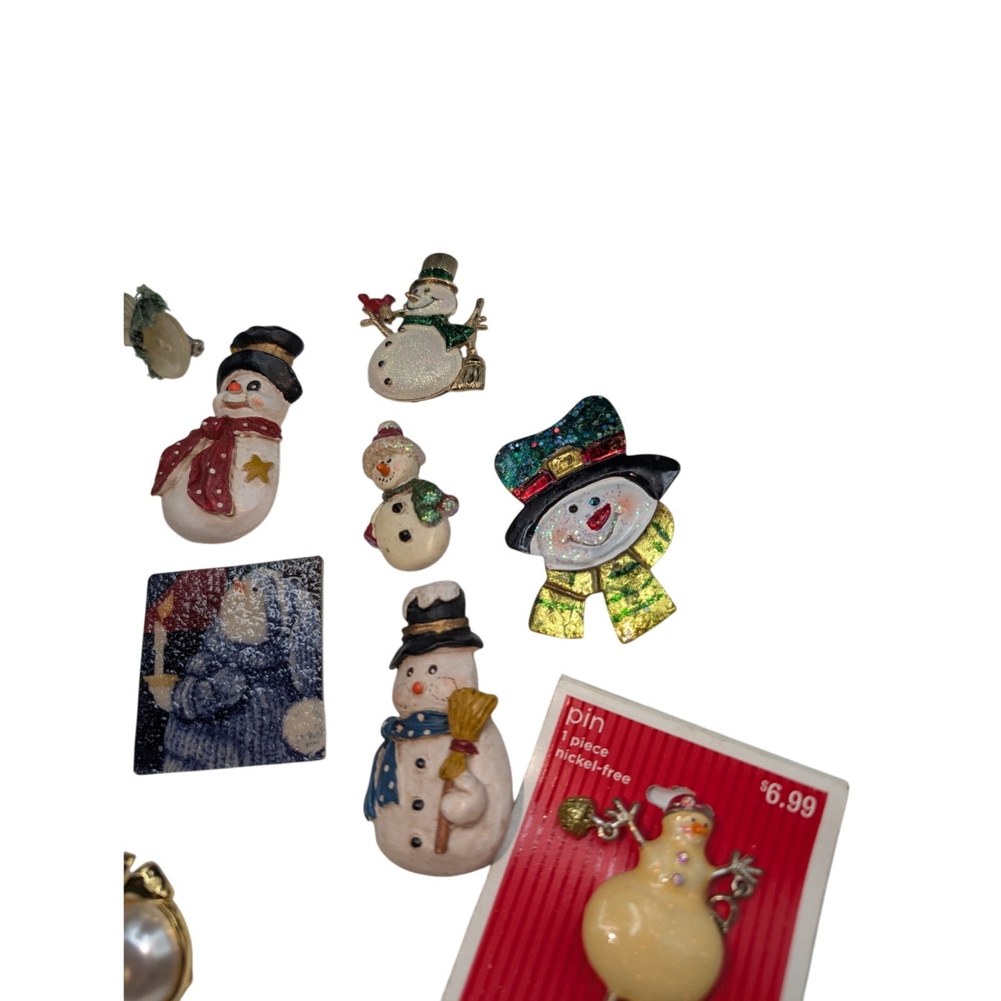 Lot of Ten Snowmen Pins
