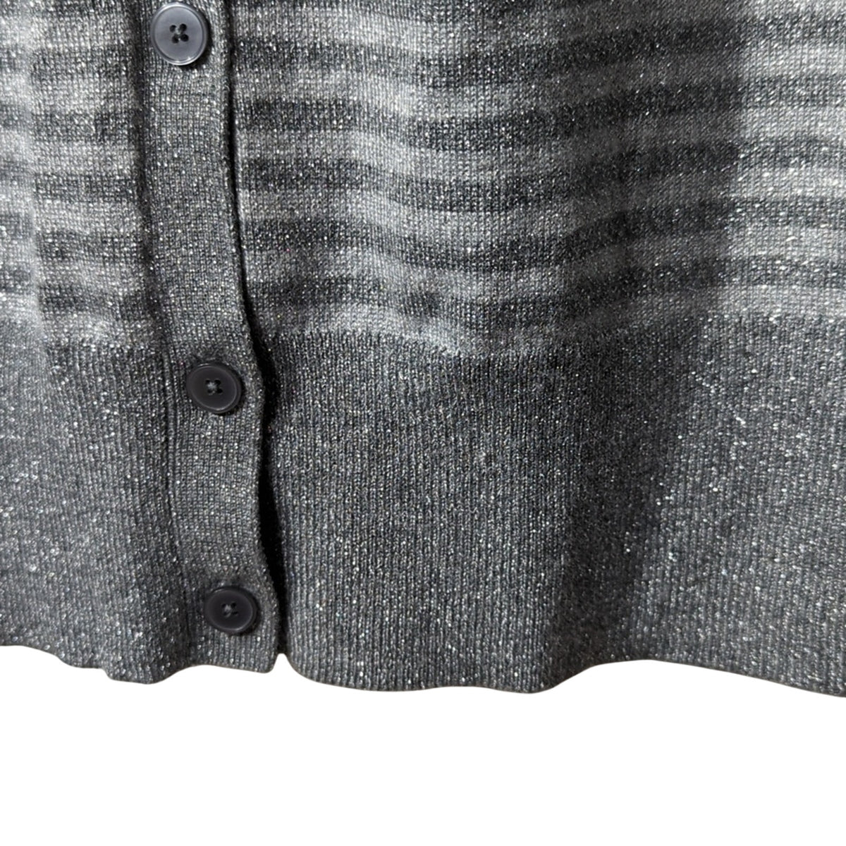 Lane Bryant Silver Metallic Striped Cardigan Wide Ribbed Hem and Cuffs Sz 18-20
