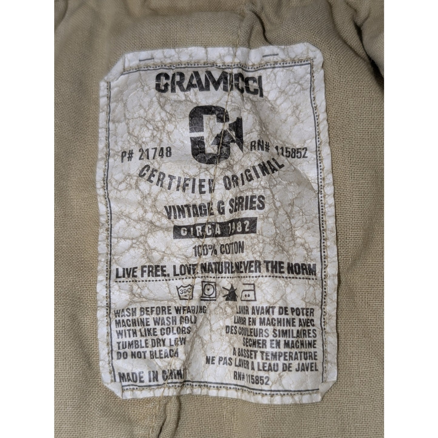 GRAMICCI Vintage G Series 1982 Orig High Rise Lemon Khaki Pant Sz M 31 Length