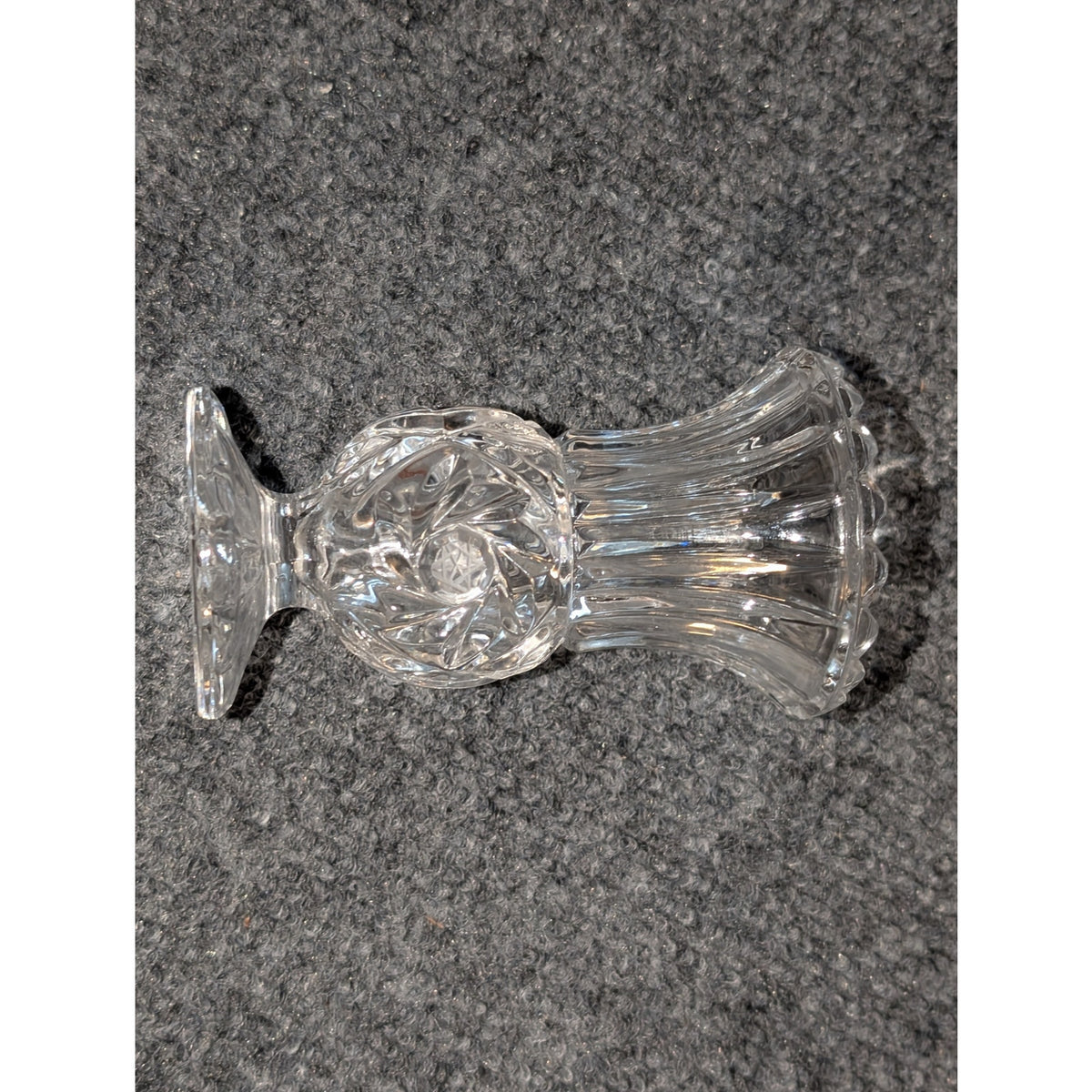 Tiny Pressed Glass Bud Vase Clear Lead Crystal Bud Vase Hobnail Spinning Design