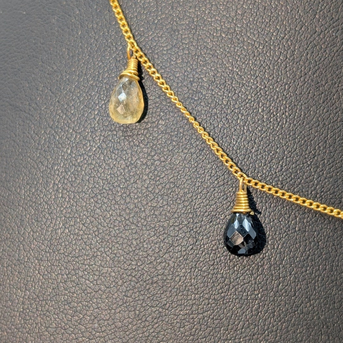 925 Sterling Vermeil Made in Bali Semi-Precious Gemstone Briolette Necklace