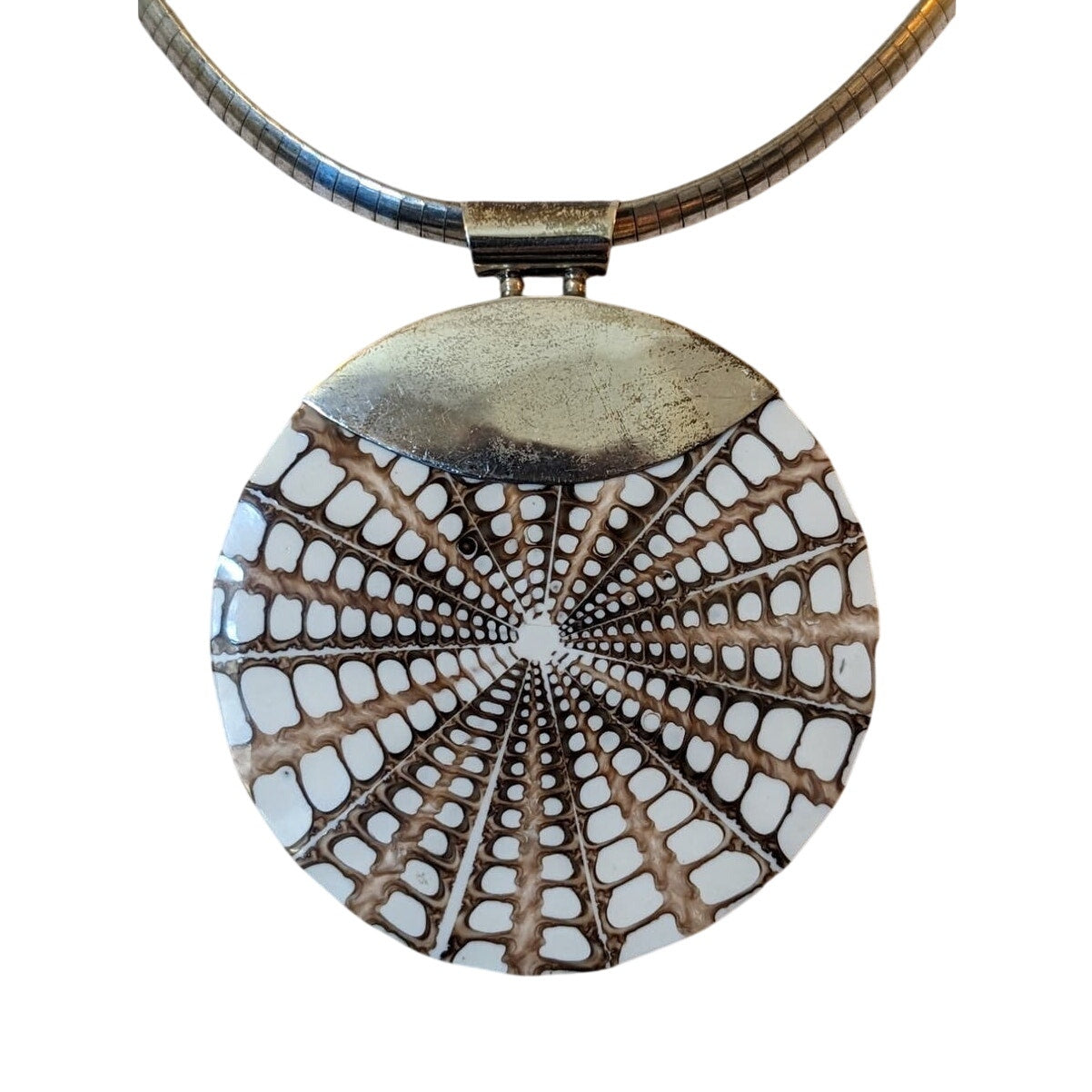 925 Sterling Silver 18" Omega Necklace W/ Nautilus Shell 925 Sterling Pendant
