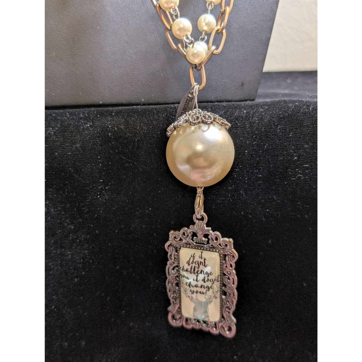 Plunder Designs Pearl Chain Boho 36" Long Pendant Necklace