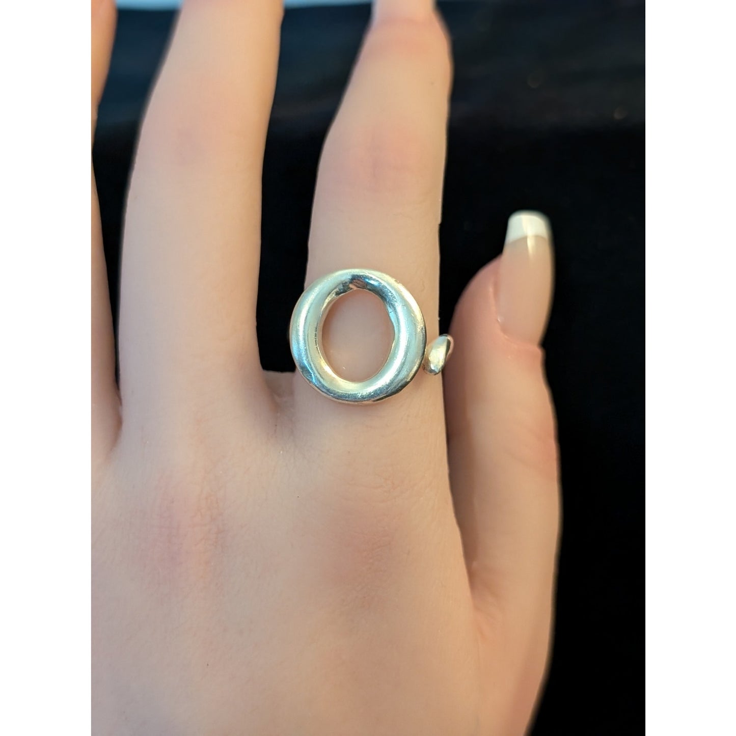 925 Sterling Ring Chunky 'O' Open Ended Swirl Adjustable Ring Now Size 5.75