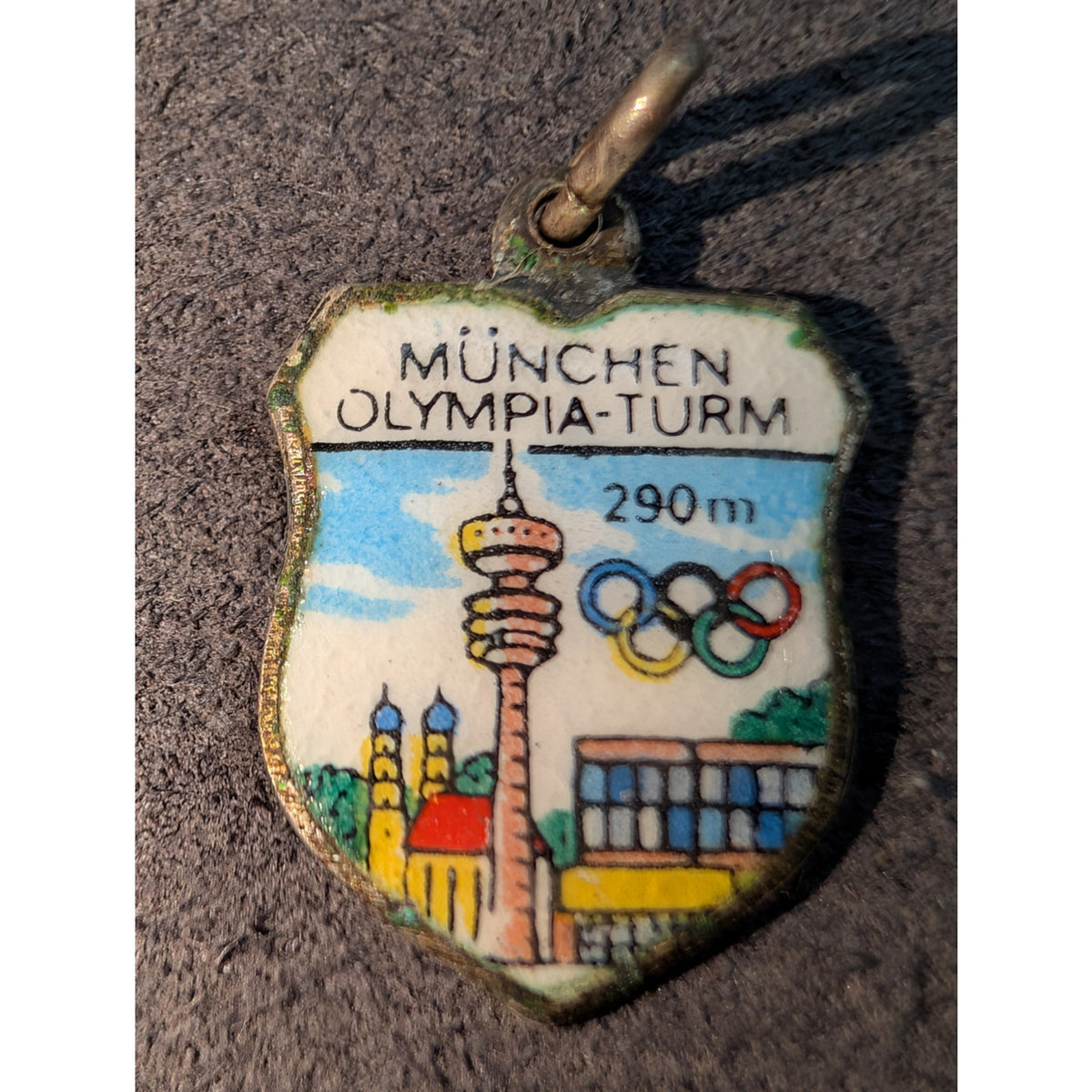 Vintage 60s REU 800 Silver Munich Olympic Tower Germany Coat of Arm Charm