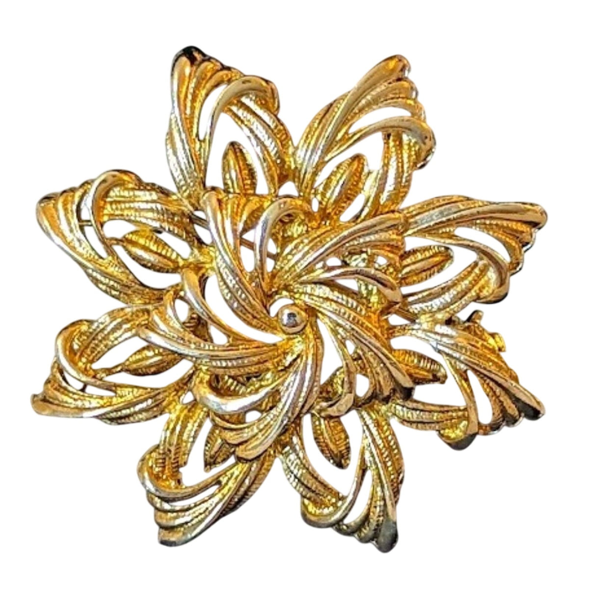 Vintage Two Toned Swirl Flower 3D Brooch