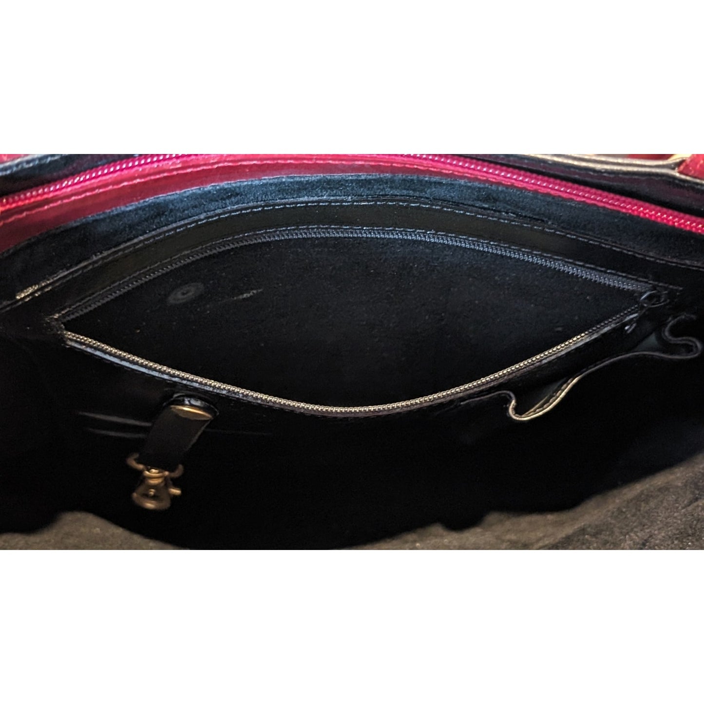 Rare Vintage Elle Cieffe Firenze Black & Red Leather Tote Bag Made in Italy