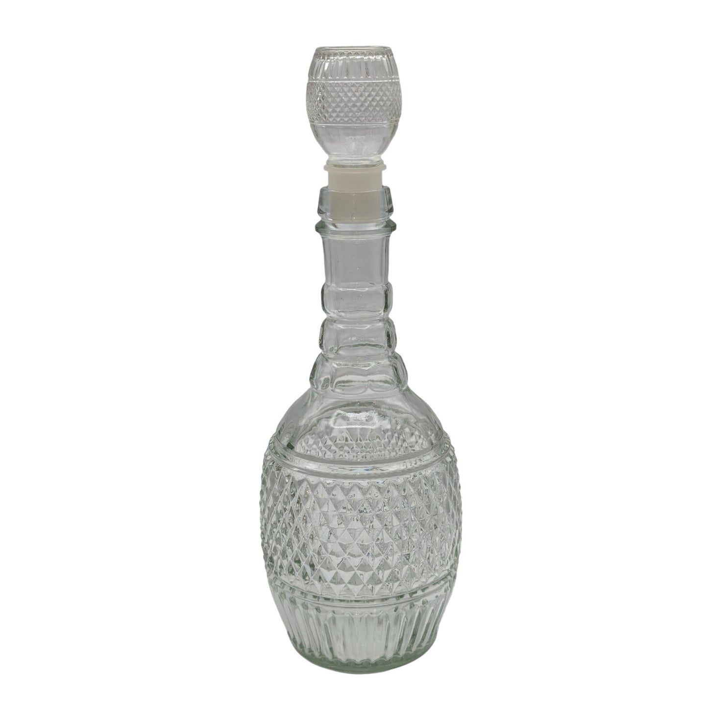 Vintage Diamond Cut Glass Decanter MD -- 1975 Mogen David Bar Wine Bottle