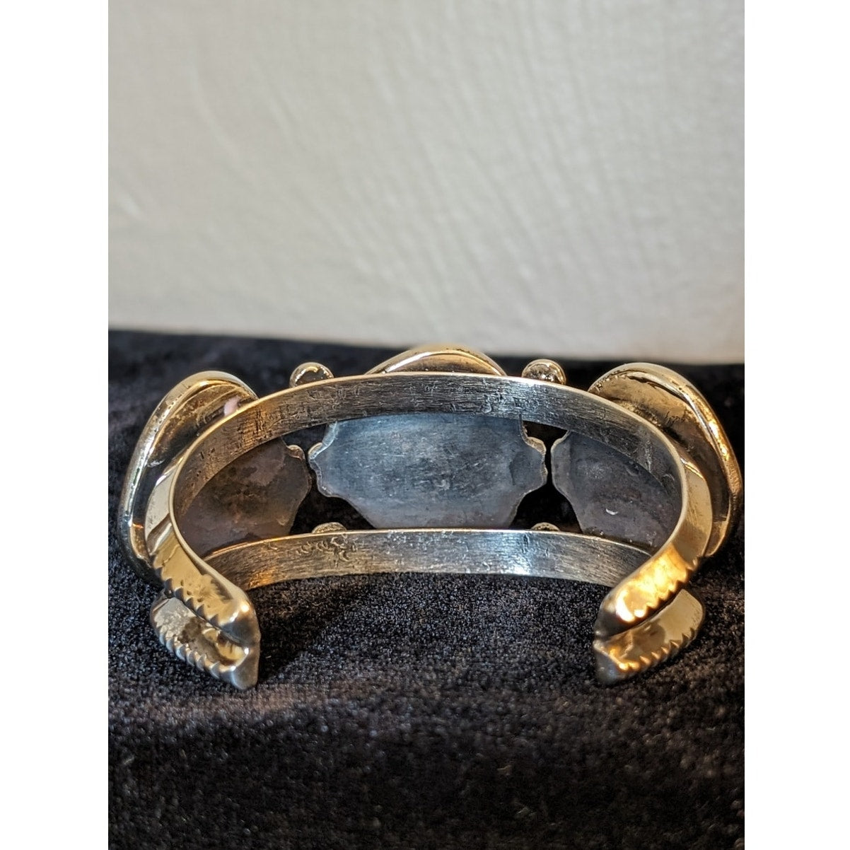 Three Turquoise Stone & Sterling Silver Chunky Cuff Bracelet