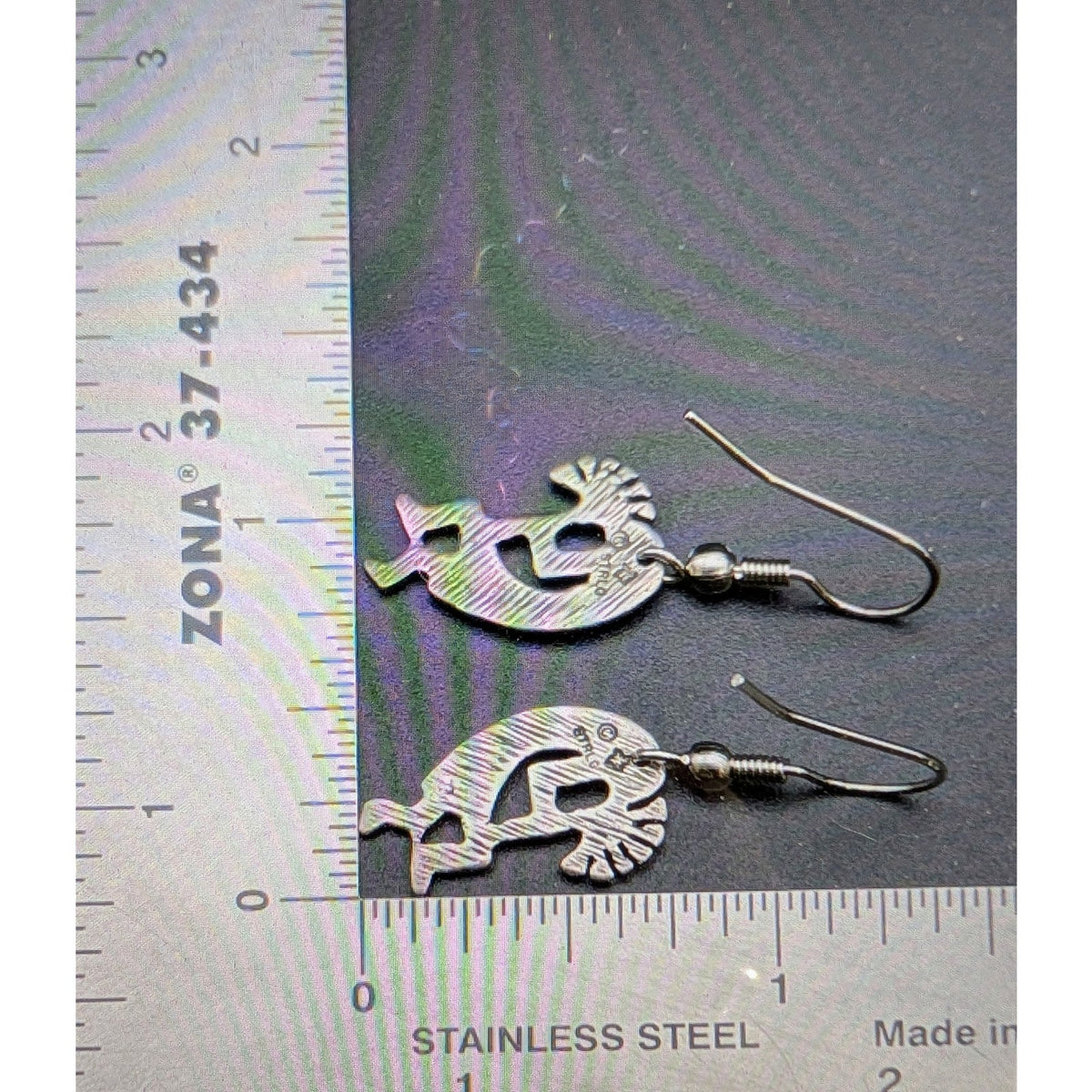 925 Sterling Silver Kokopelli Dangle Wire Earrings 2.6g