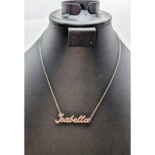 Silver Tone Cursive  'Isabella' Name 18" Necklace