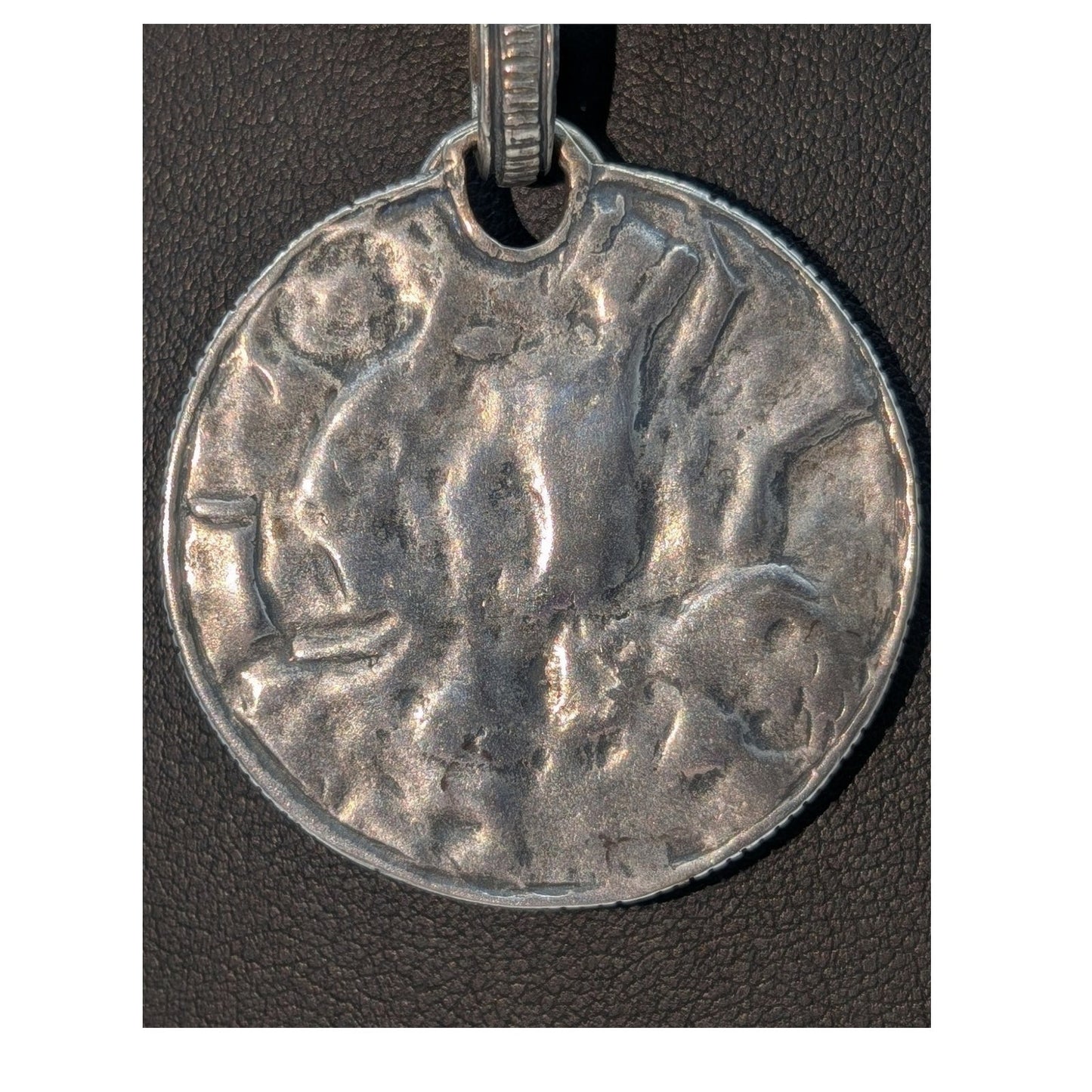 Vtg SILPADA Sterling Hammered Medallion Pendant Pearl Popcorn Chain Necklace