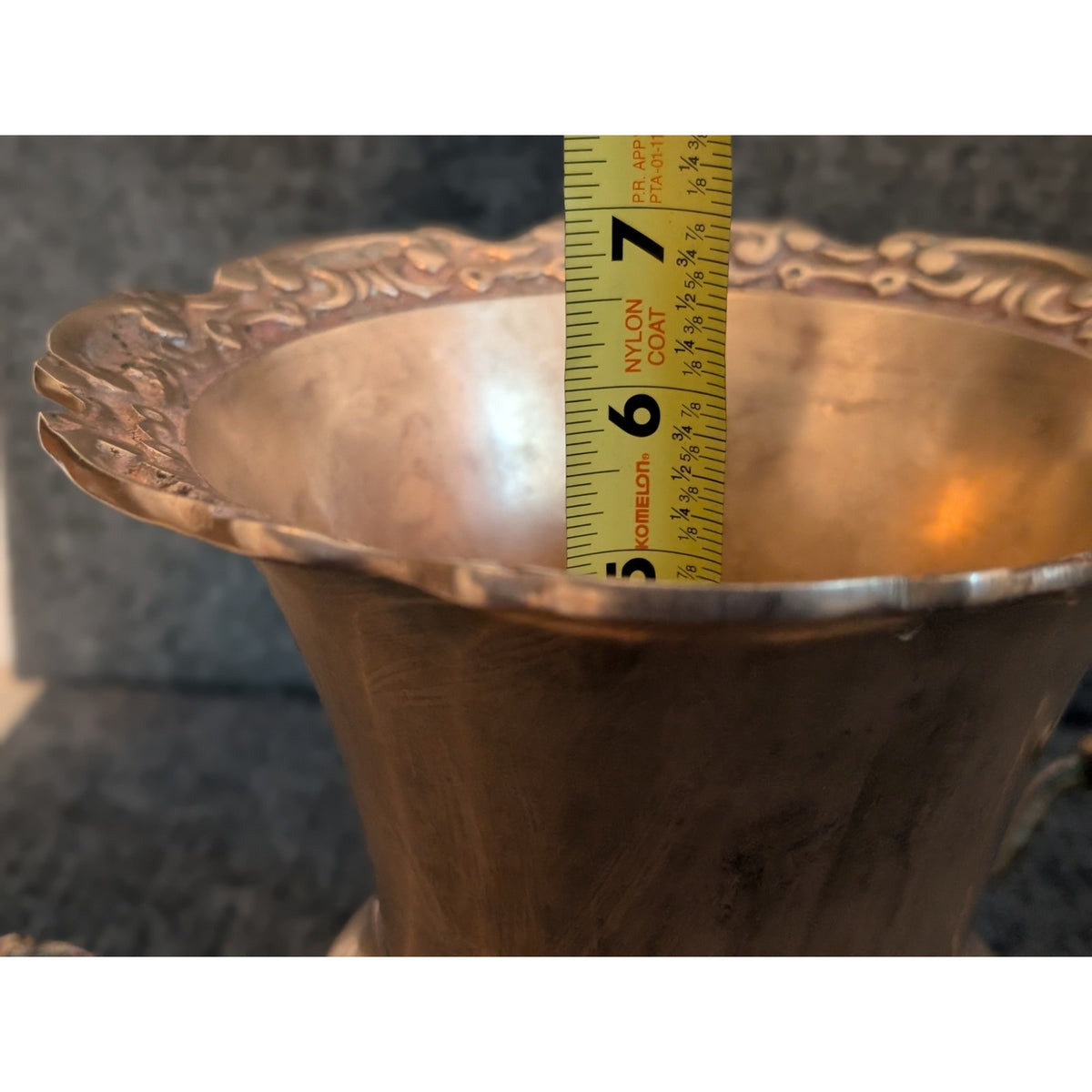 Vintage Embossed Brass Pedestal Champagne Bucket Urn With Handles